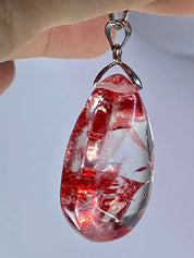 Grade AAA - Red Limonite and Silver Pendant