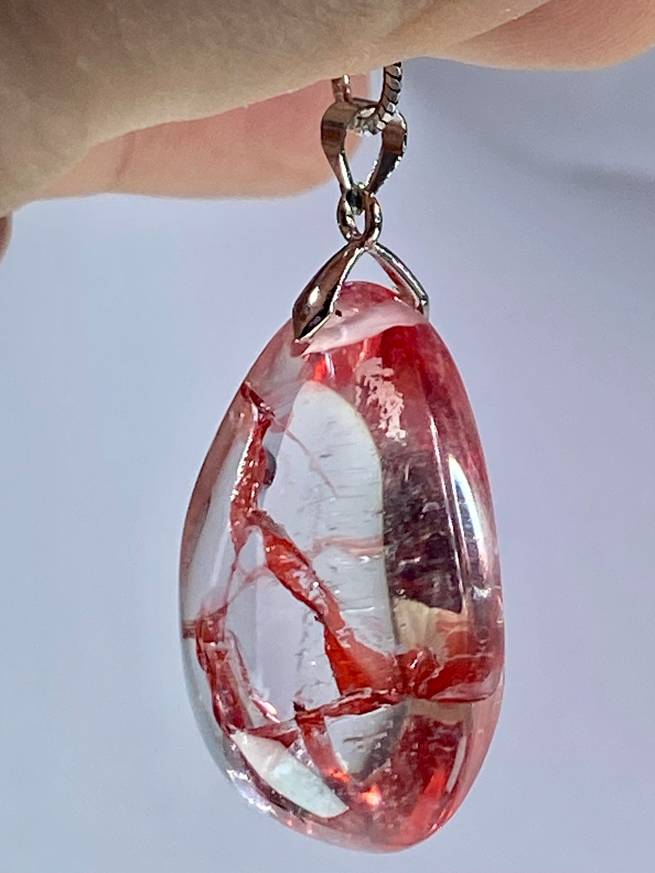 Grade AAA - Red Limonite and Silver Pendant