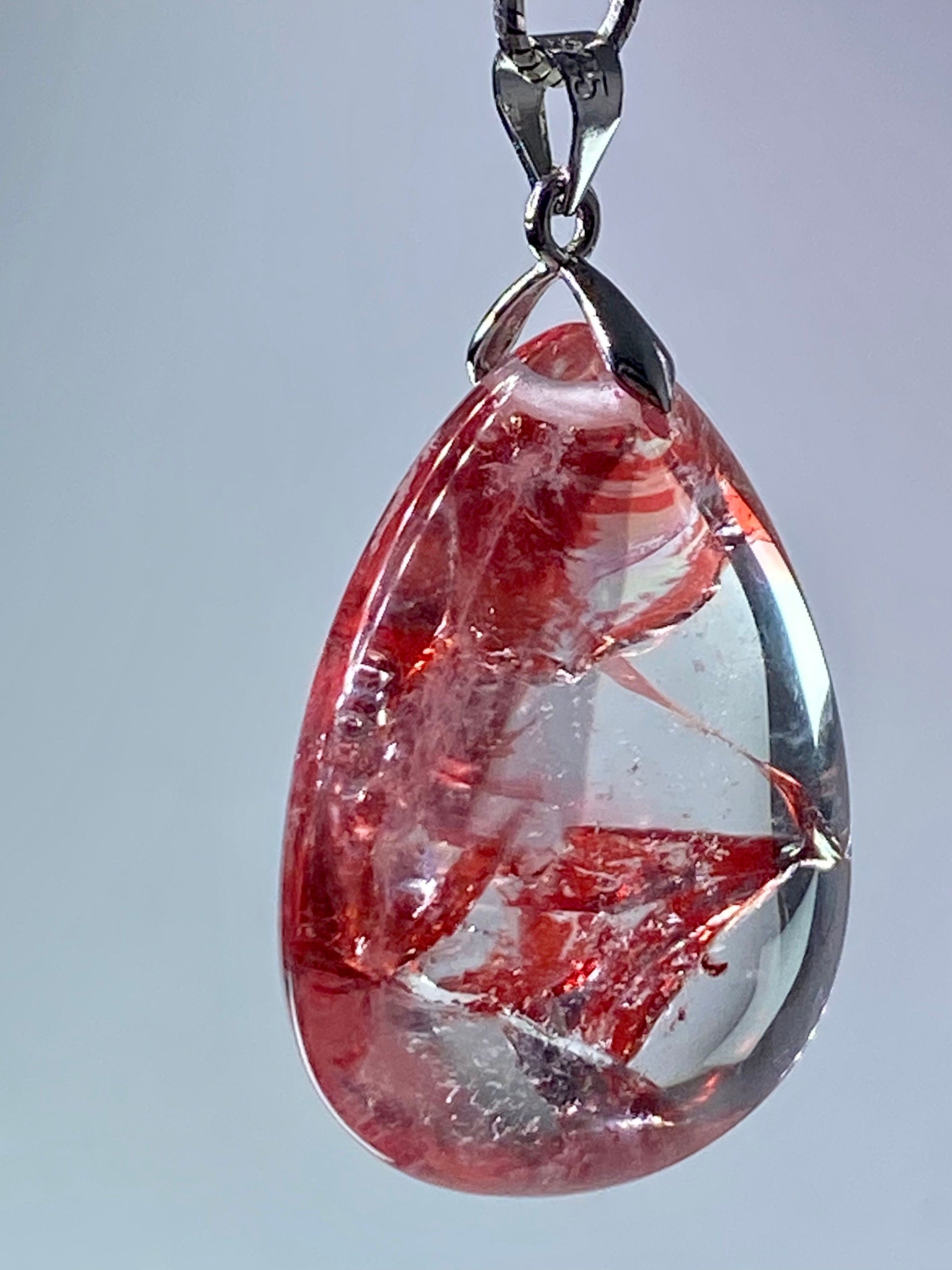 Grade AAA - Red Limonite and Silver Pendant