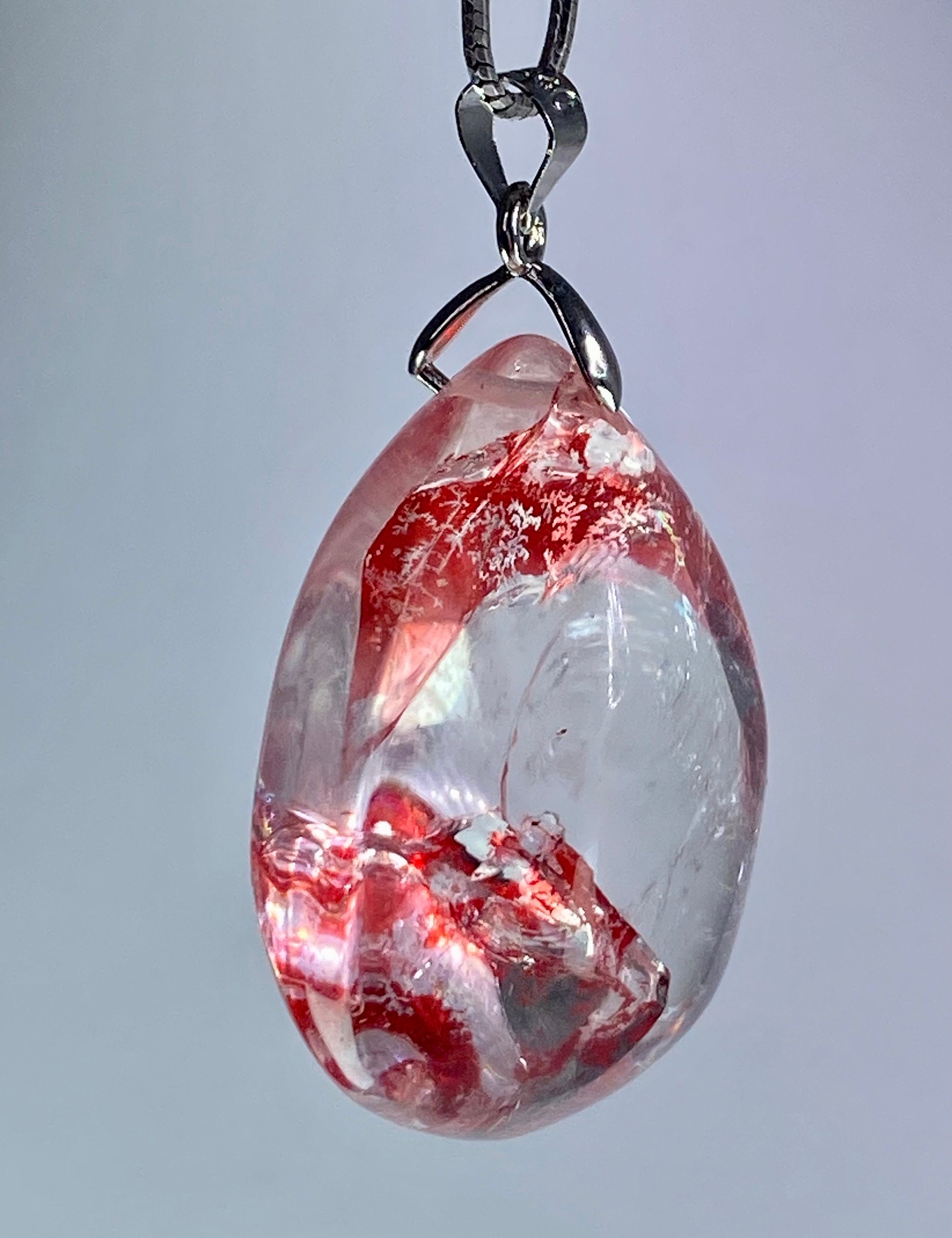 Grade AAA - Red Limonite and Silver Pendant