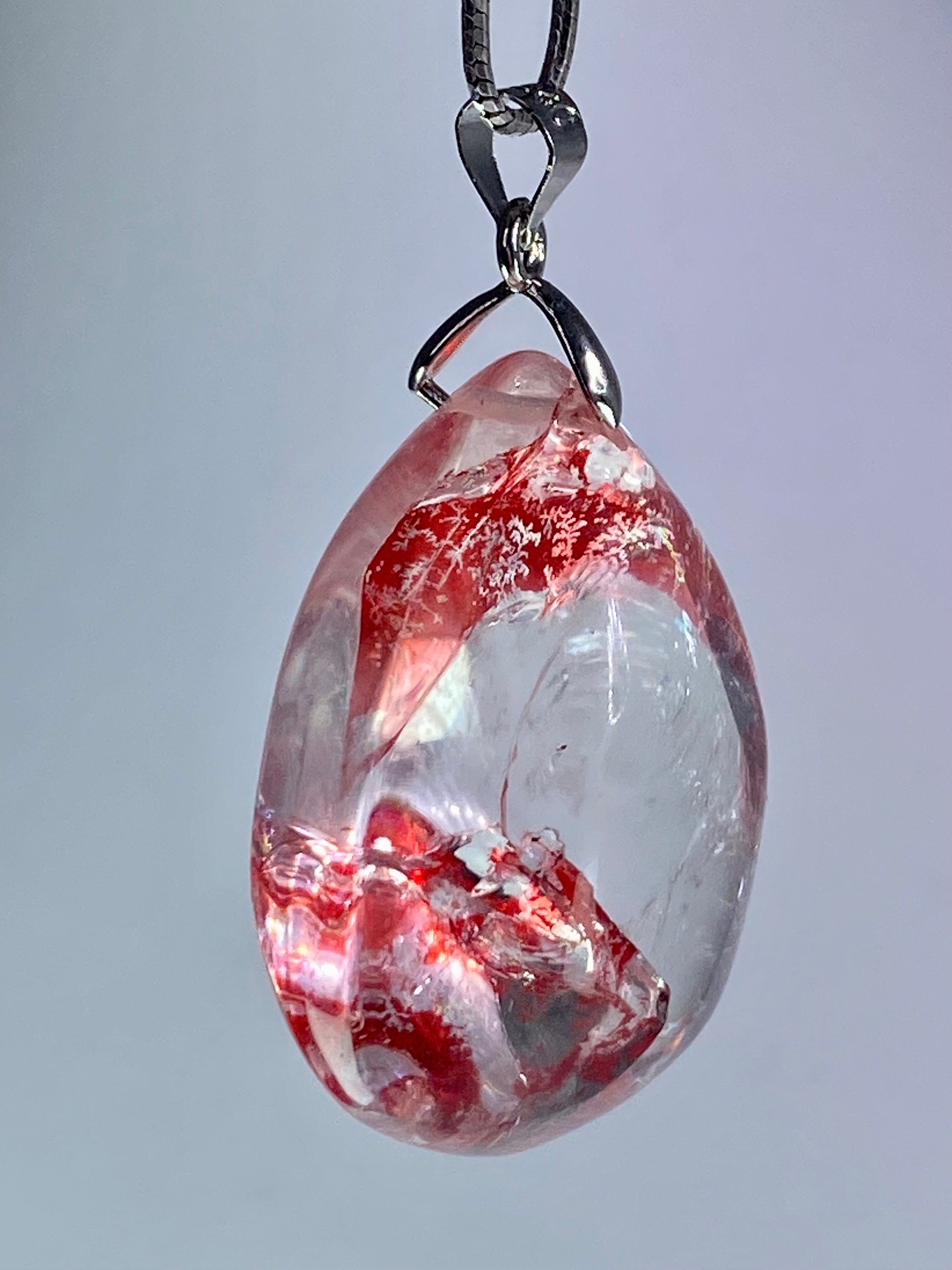 Grade AAA - Red Limonite and Silver Pendant