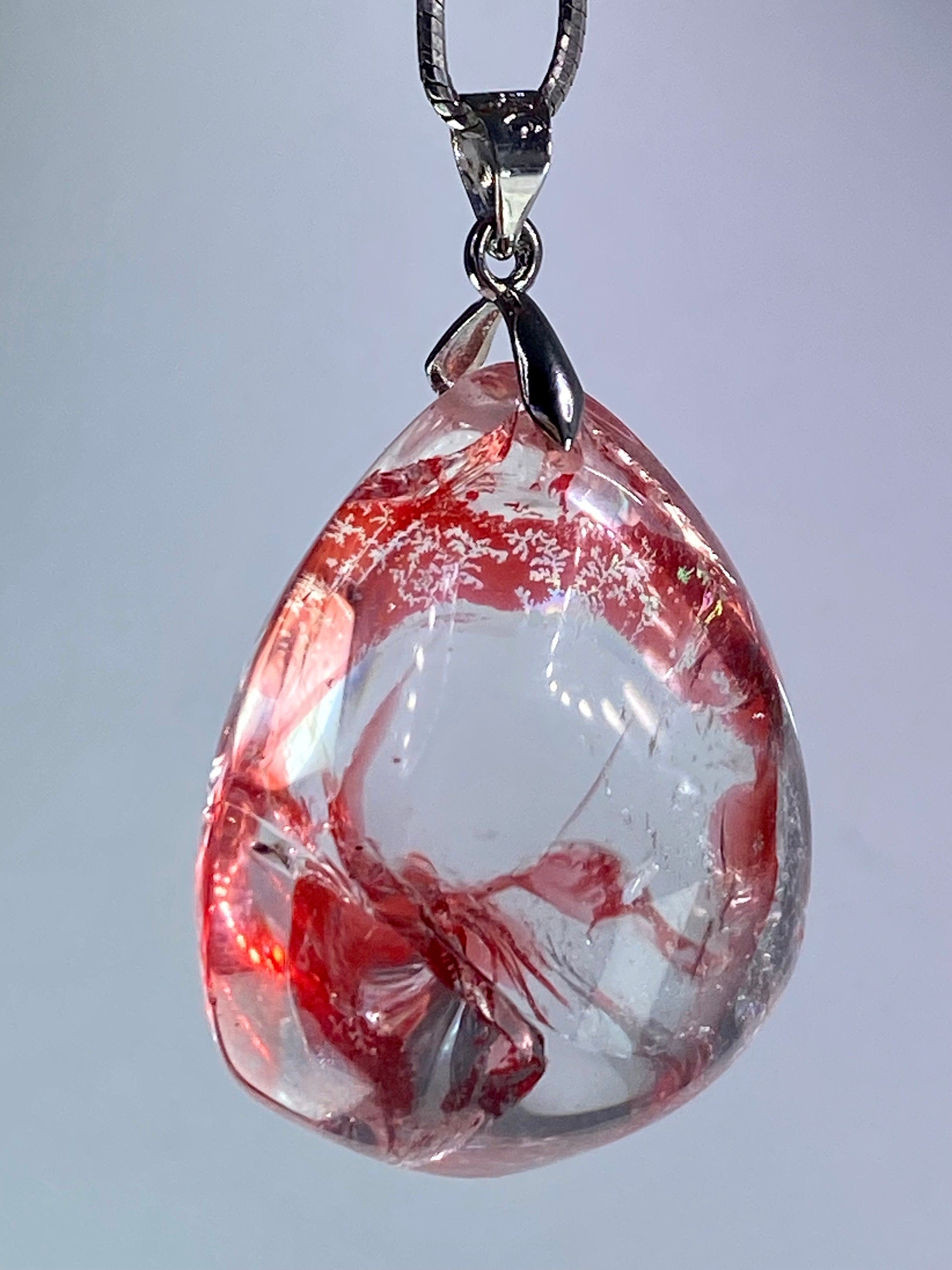 Grade AAA - Red Limonite and Silver Pendant