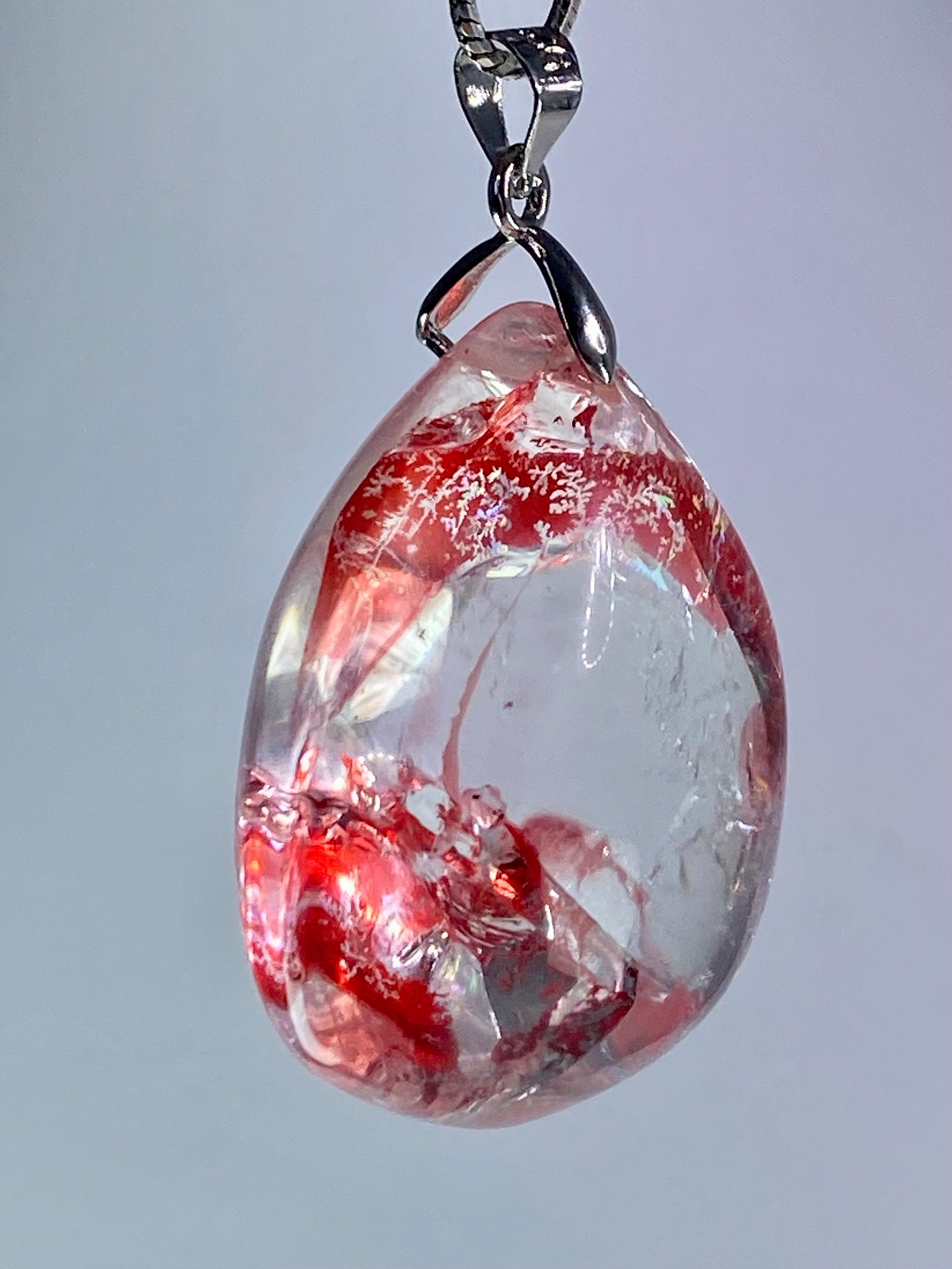 Grade AAA - Red Limonite and Silver Pendant