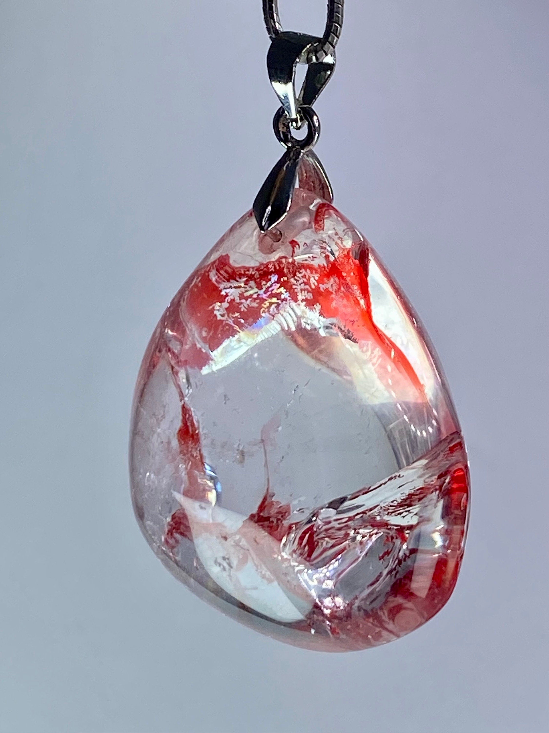 Grade AAA - Red Limonite and Silver Pendant