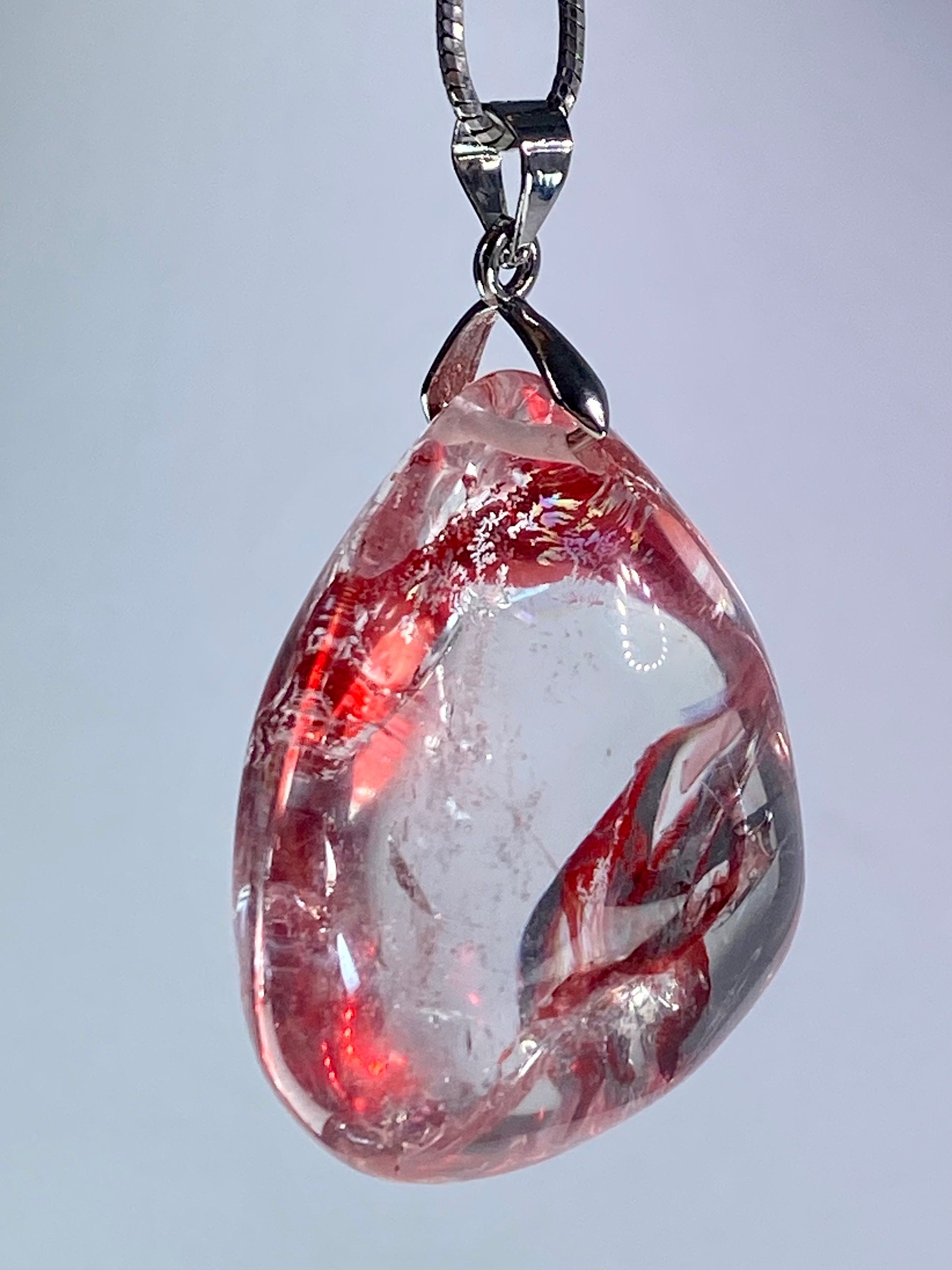 Grade AAA - Red Limonite and Silver Pendant