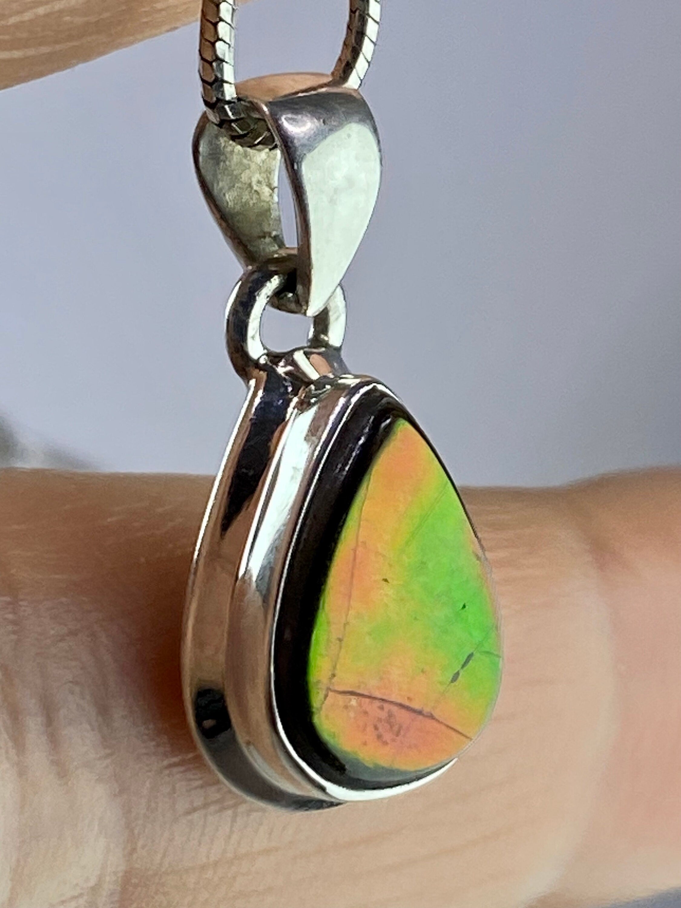 Ammolite Silver Pendant