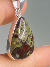 African Dragon Bloodstone and Silver Pendant