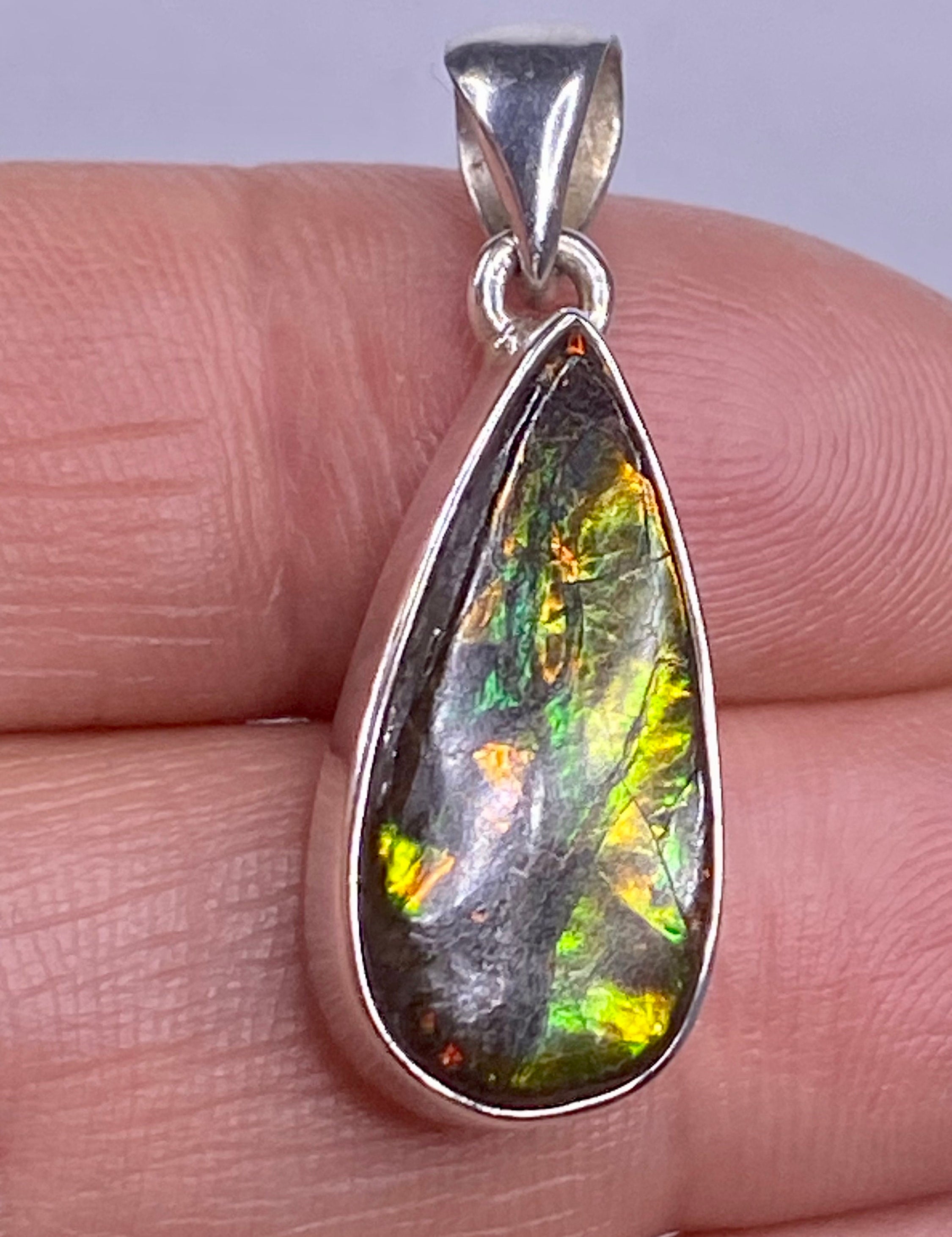 Ammolite Silver Pendant