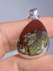 African Dragon Bloodstone and Silver Pendant