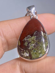 African Dragon Bloodstone and Silver Pendant