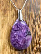 Purple Charoite and Silver Pendant
