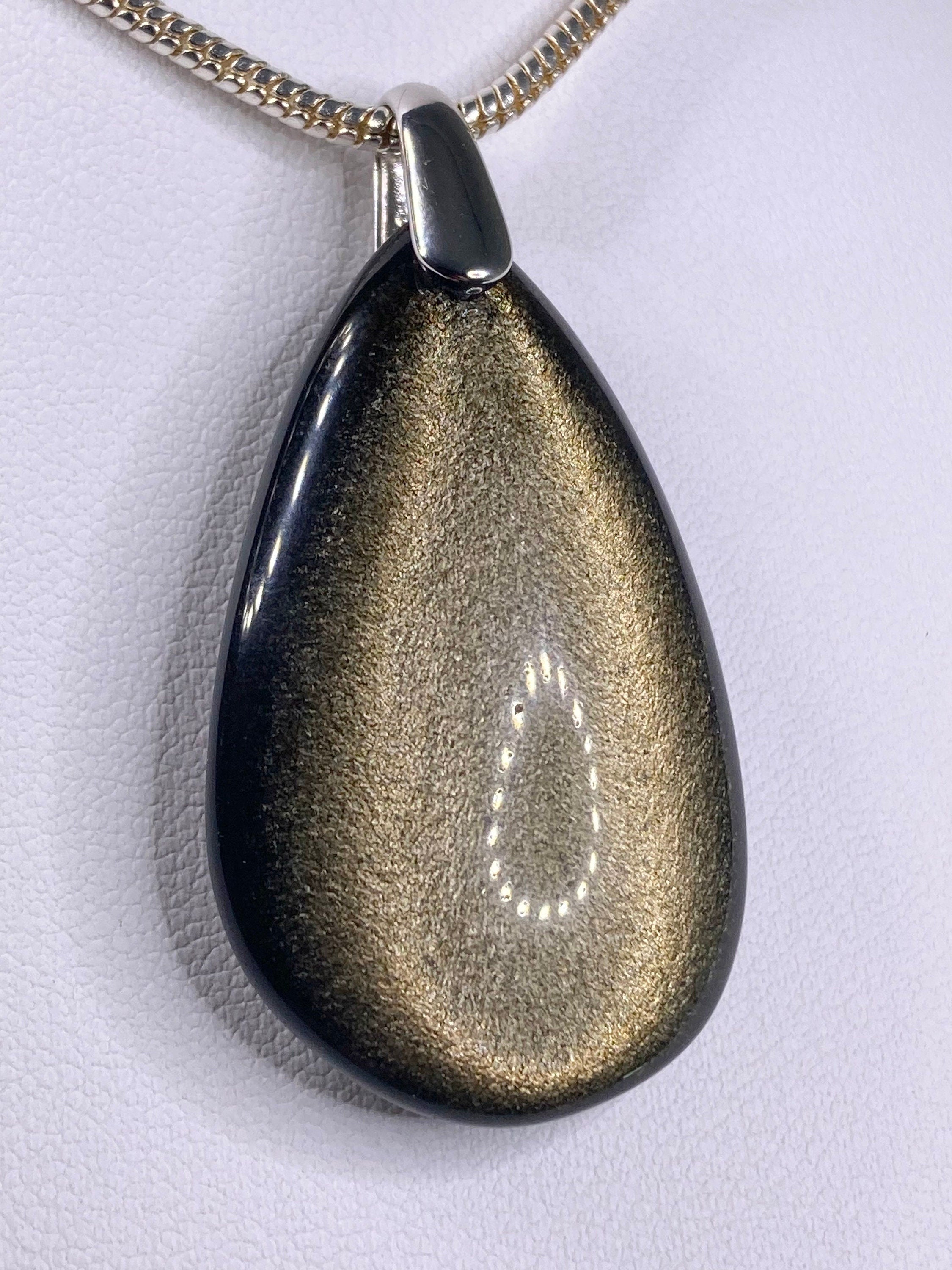 Black Obsidian and Silver Pendant