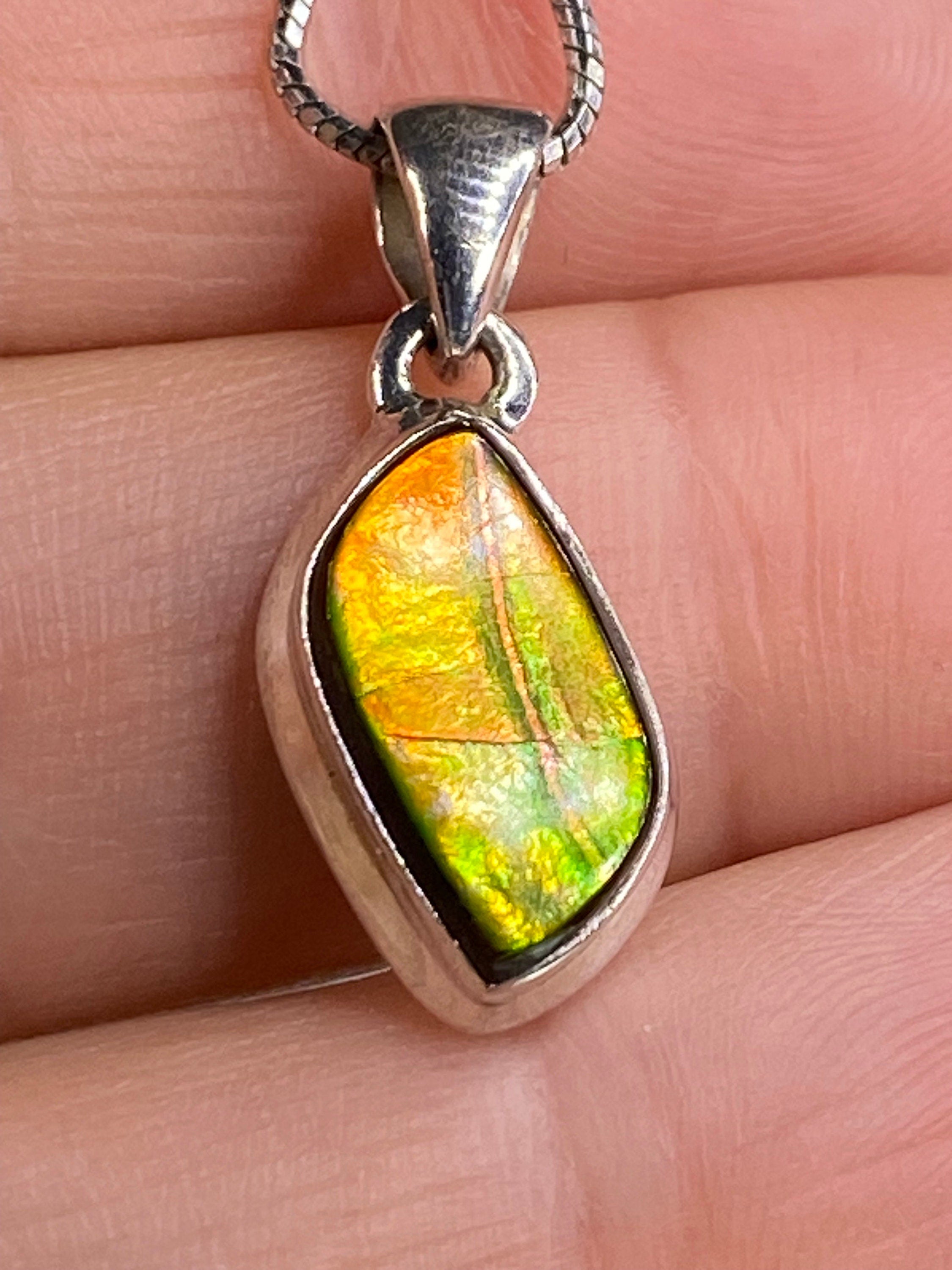 Ammolite Silver Pendant