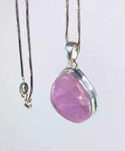 Natural Kunzite and Silver Pendant Necklace