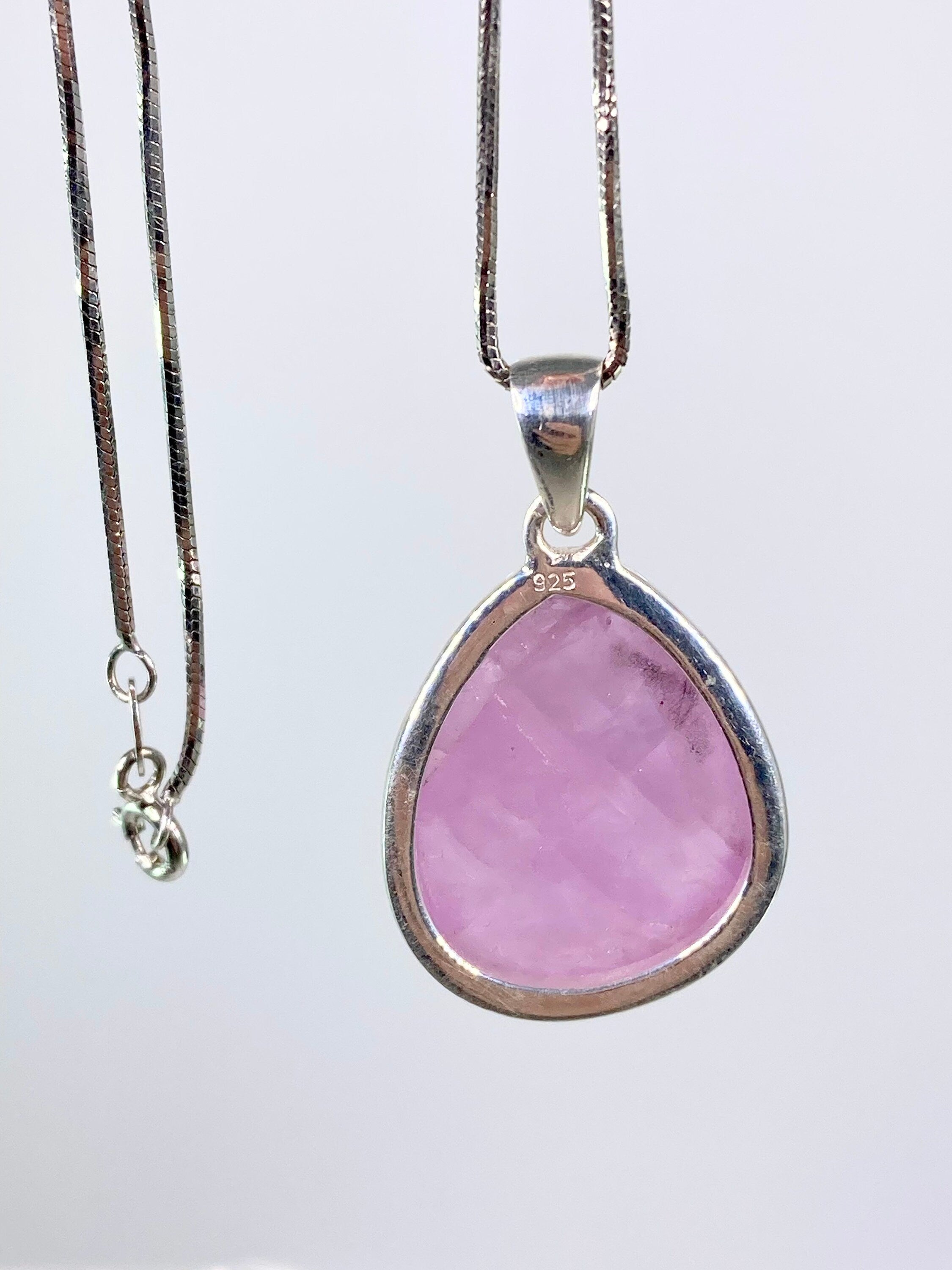 Natural Kunzite and Silver Pendant Necklace