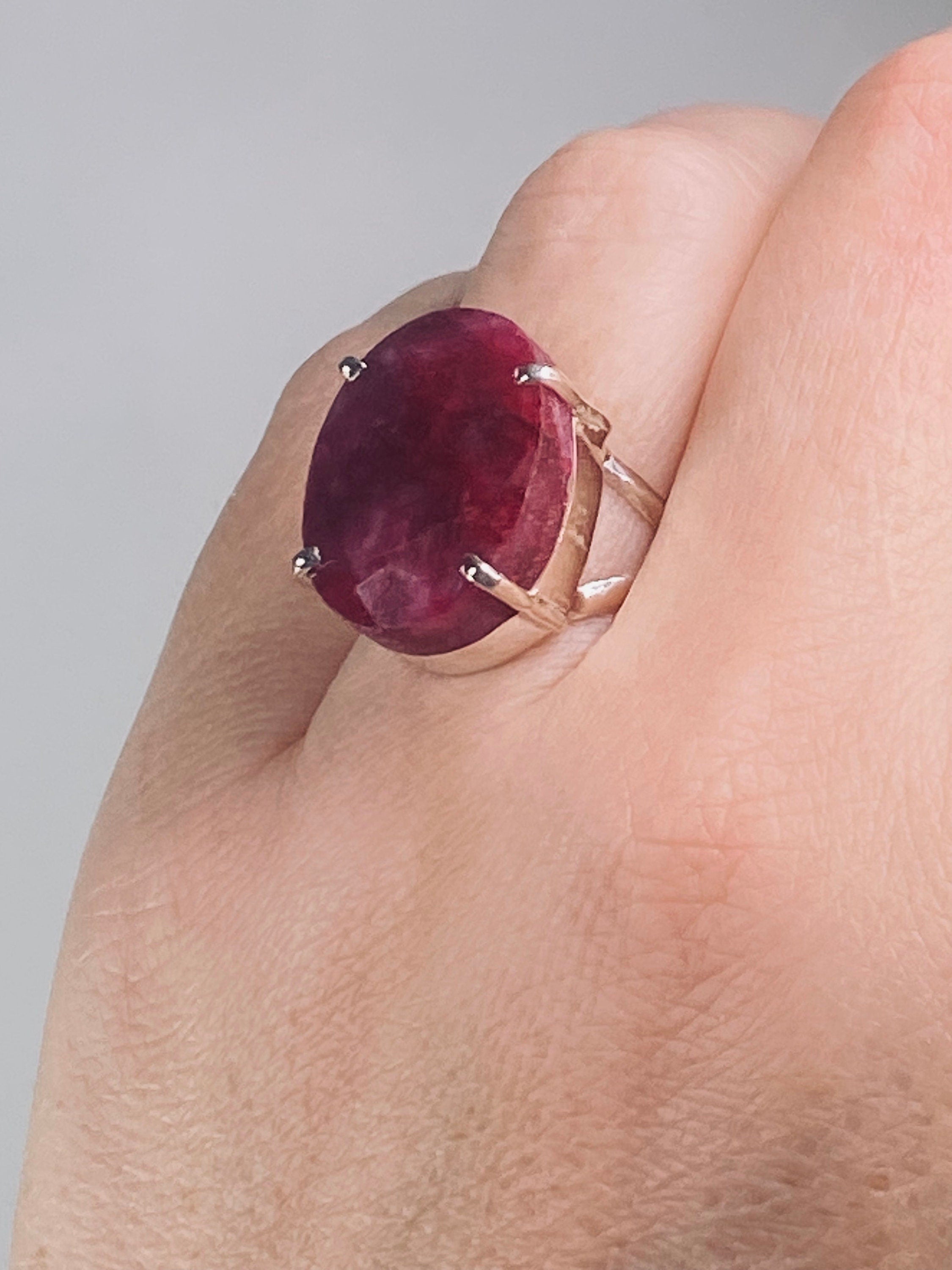 Raw Ruby and Silver Ring (AAA)