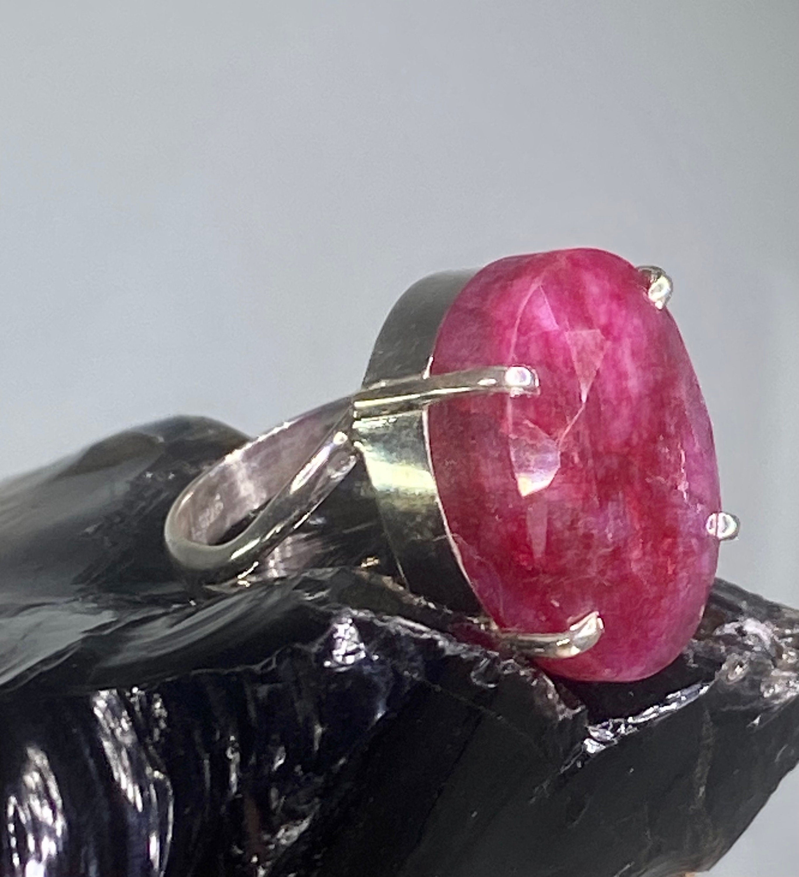 Raw Ruby and Silver Ring (AAA)