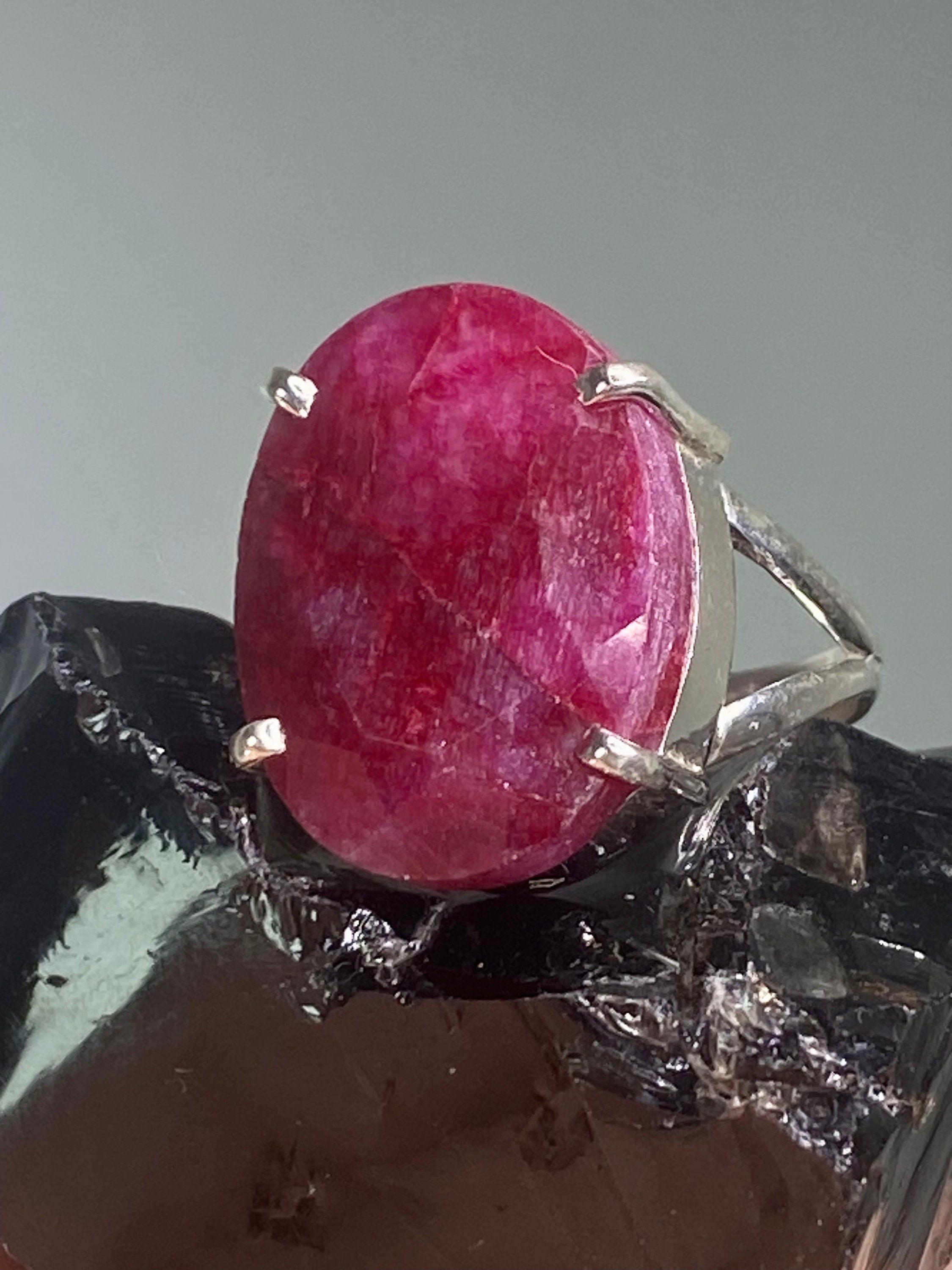 Raw Ruby and Silver Ring (AAA)