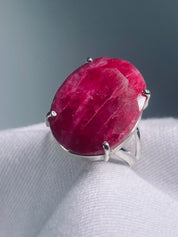 Raw Ruby and Silver Ring (AA)