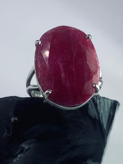 Raw Ruby and Silver Ring (AA)