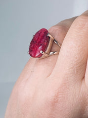 Raw Ruby and Silver Ring (AAAA)