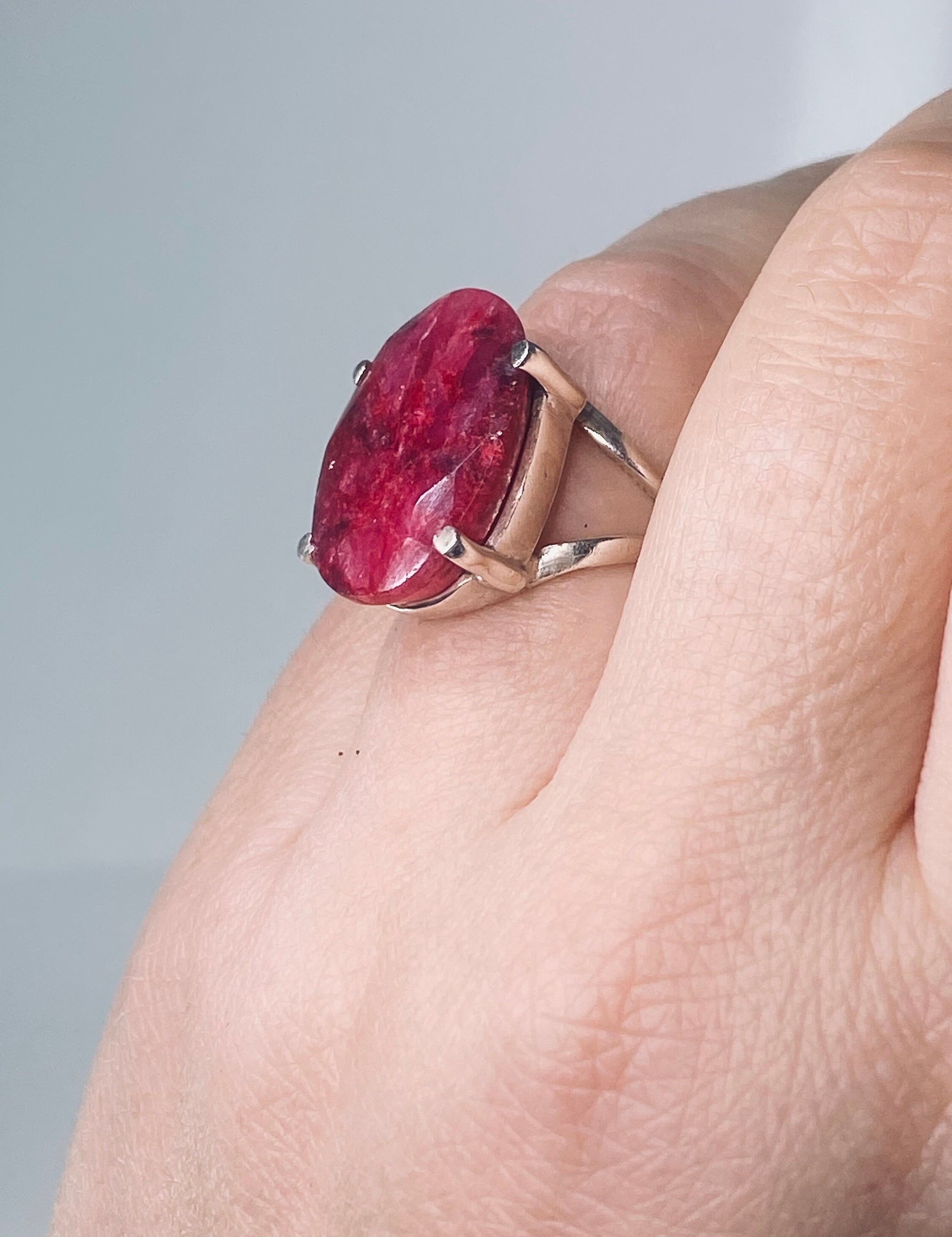 Raw Ruby and Silver Ring (AAAA)