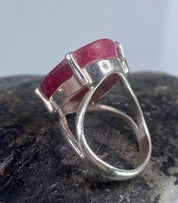 Raw Ruby and Silver Ring (AAAA)