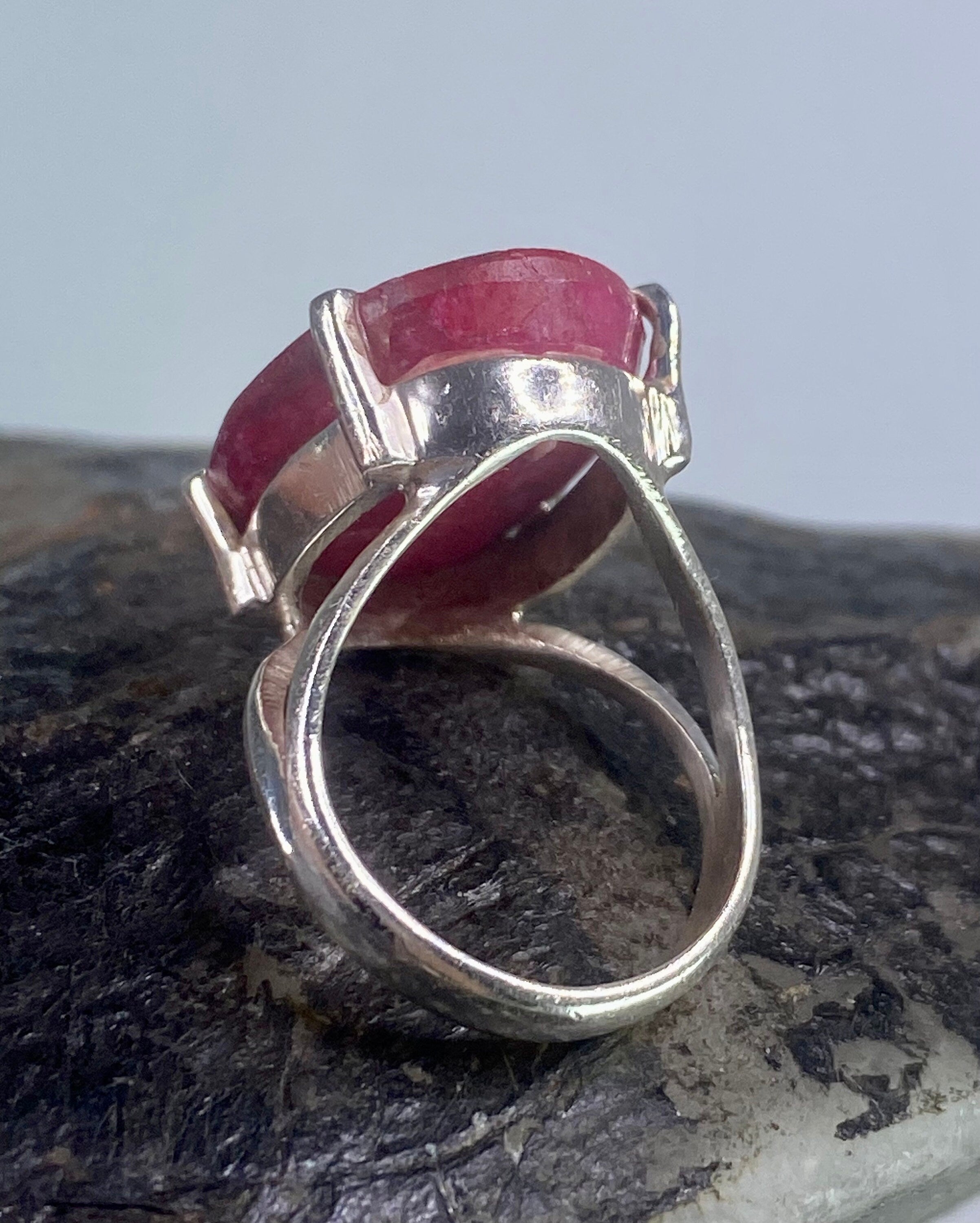 Raw Ruby and Silver Ring (AAAA)