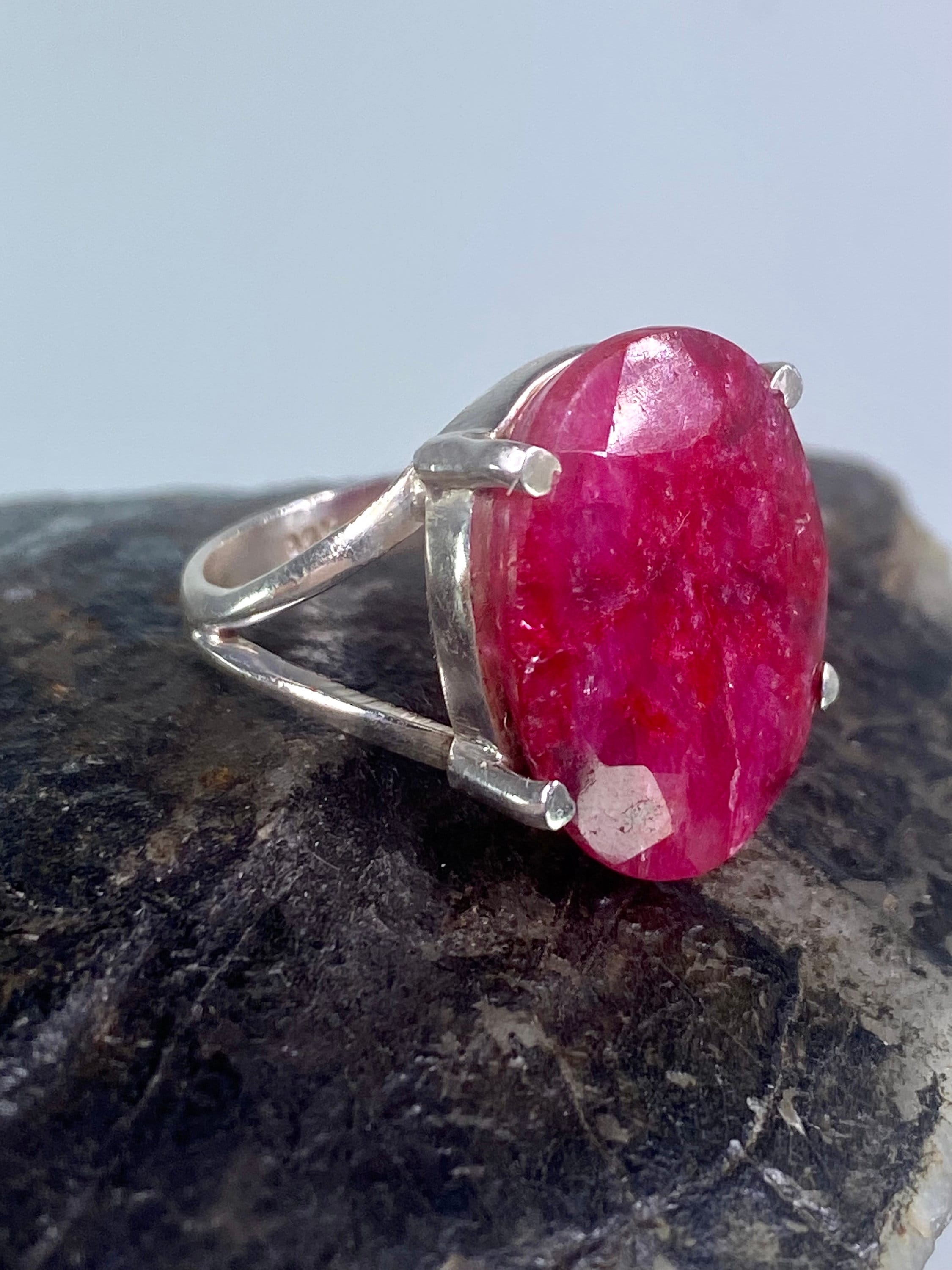 Raw Ruby and Silver Ring (AAAA)