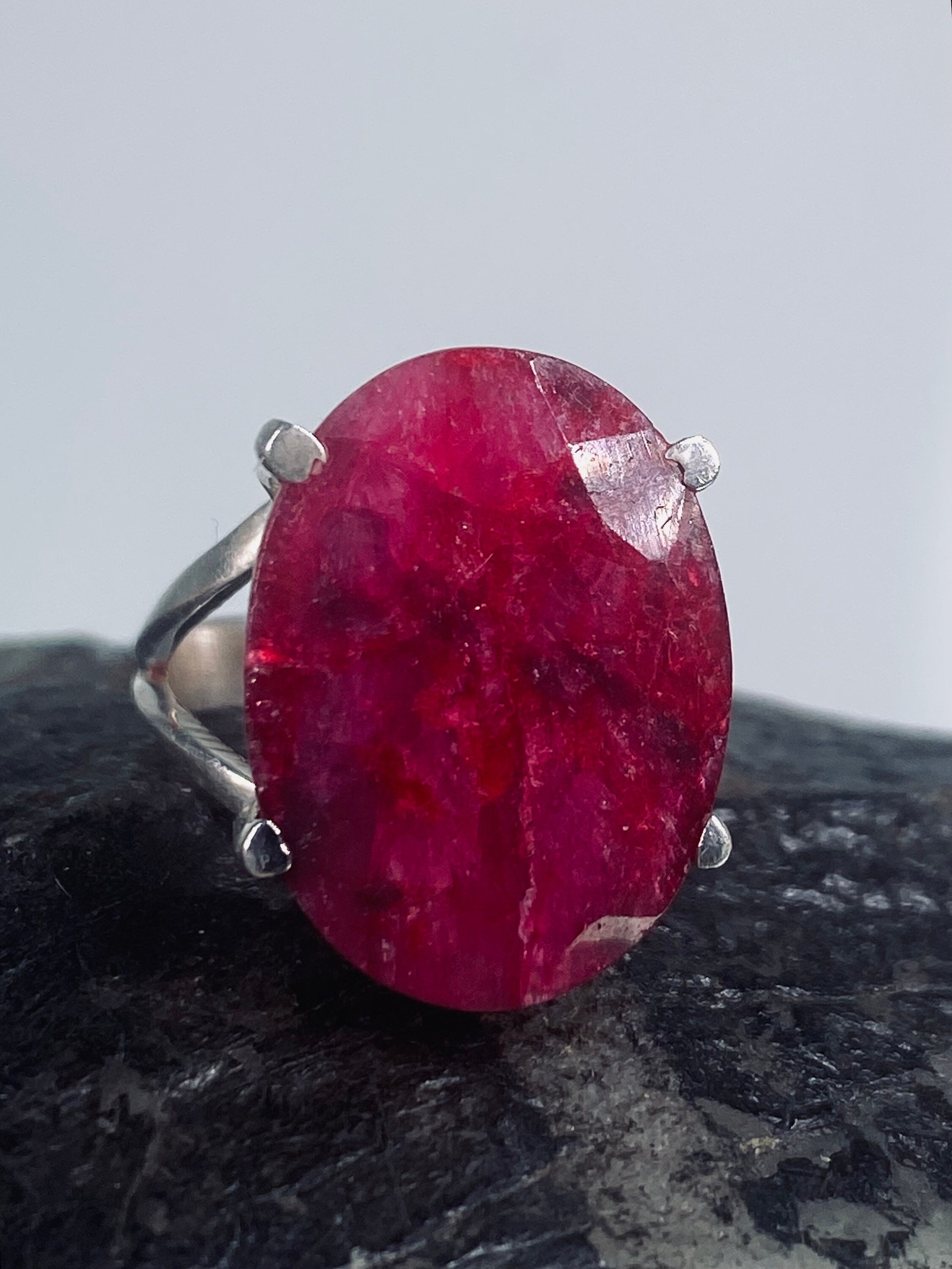 Raw Ruby and Silver Ring (AAAA)