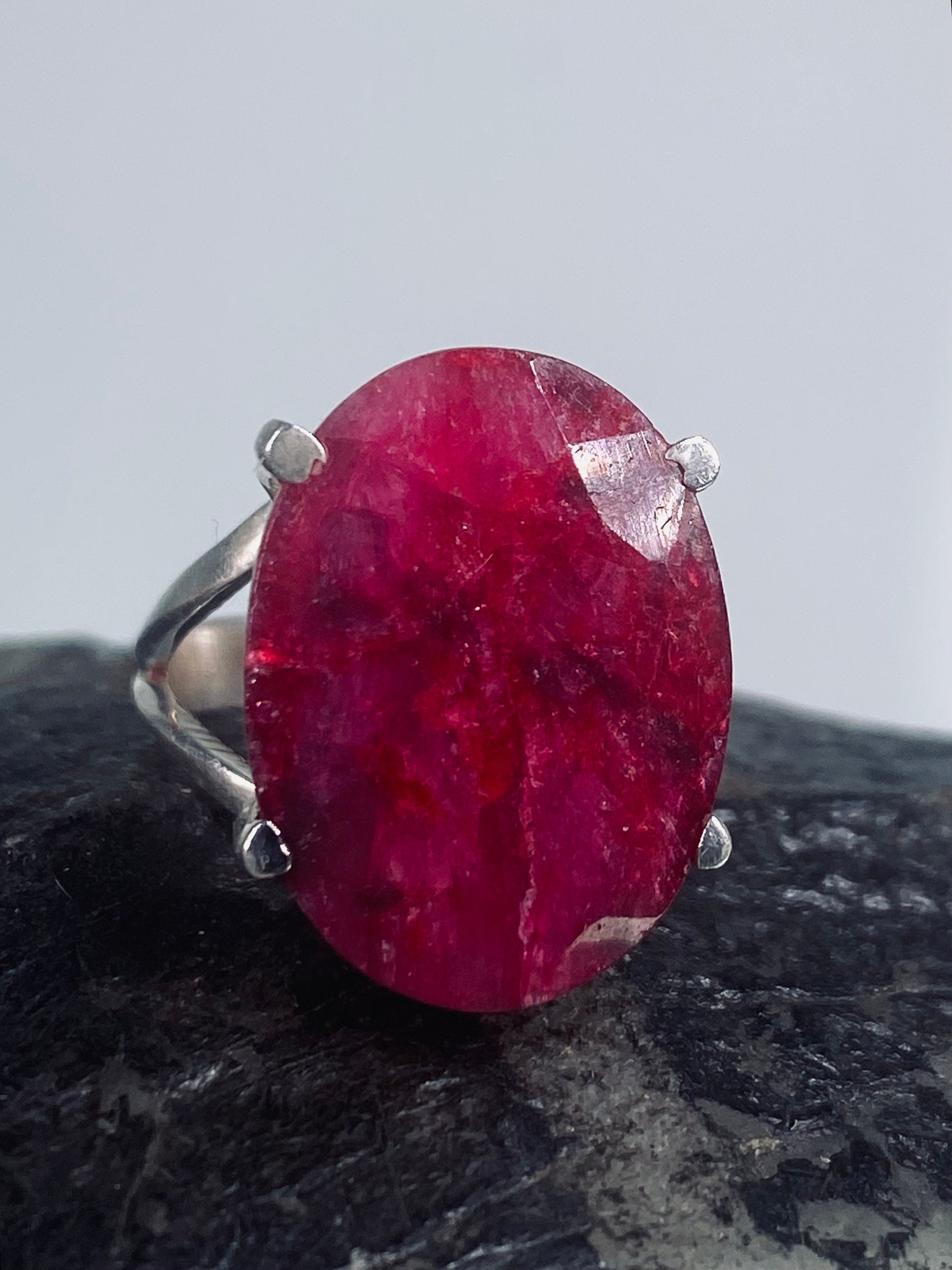 Raw Ruby and Silver Ring (AAAA)