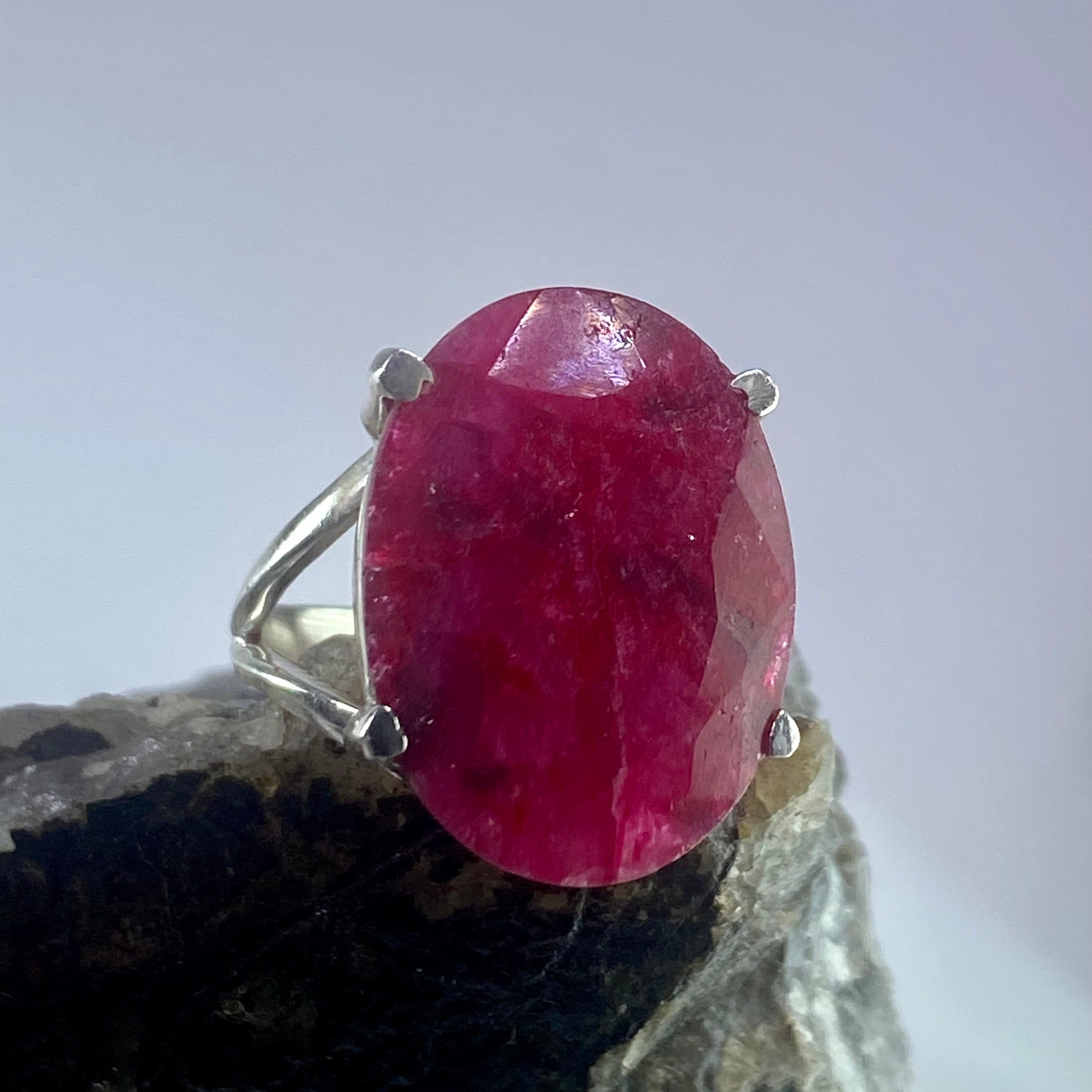 Raw Ruby and Silver Ring (AAAA)