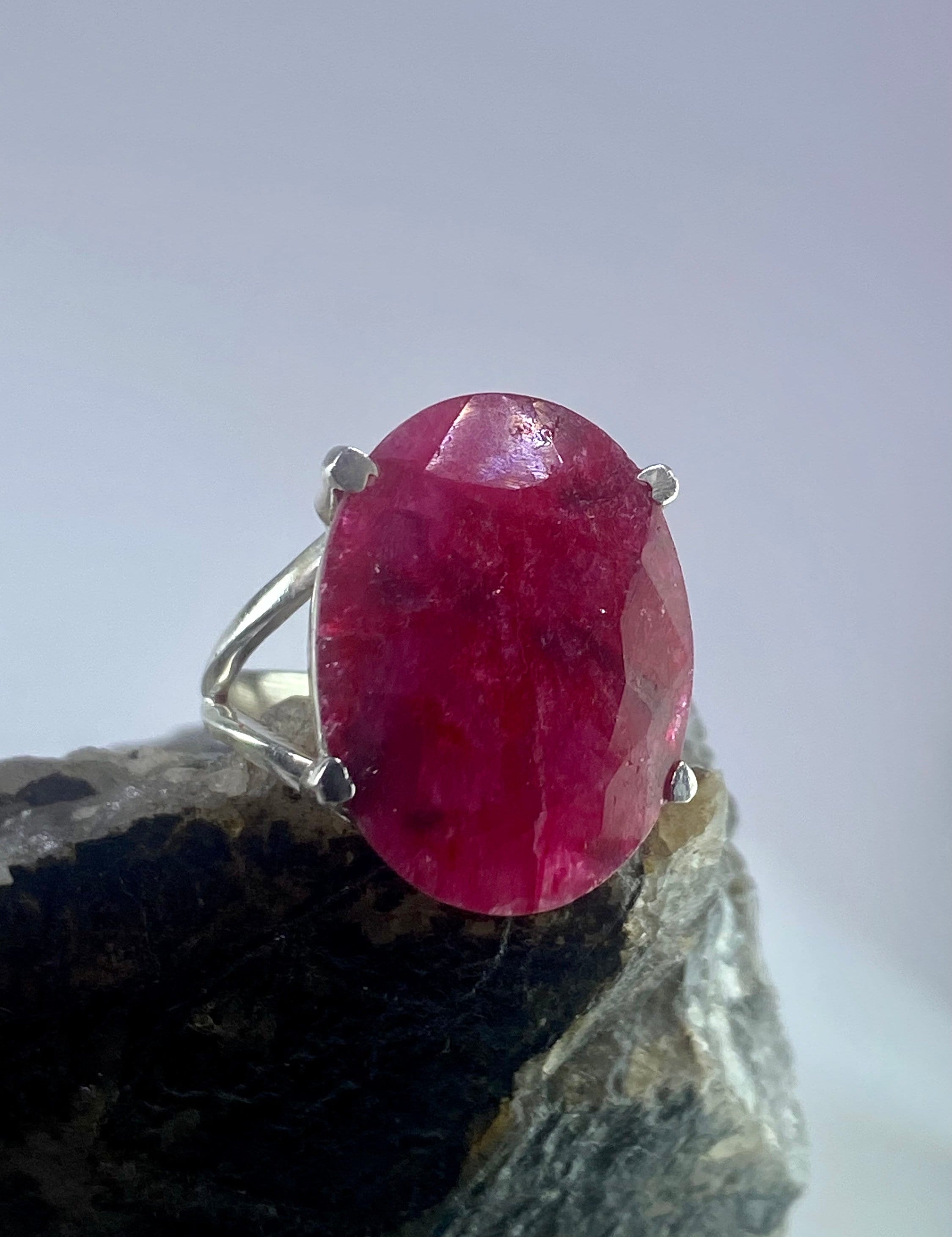 Raw Ruby and Silver Ring (AAAA)