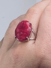 Raw Ruby and Silver Ring (A)