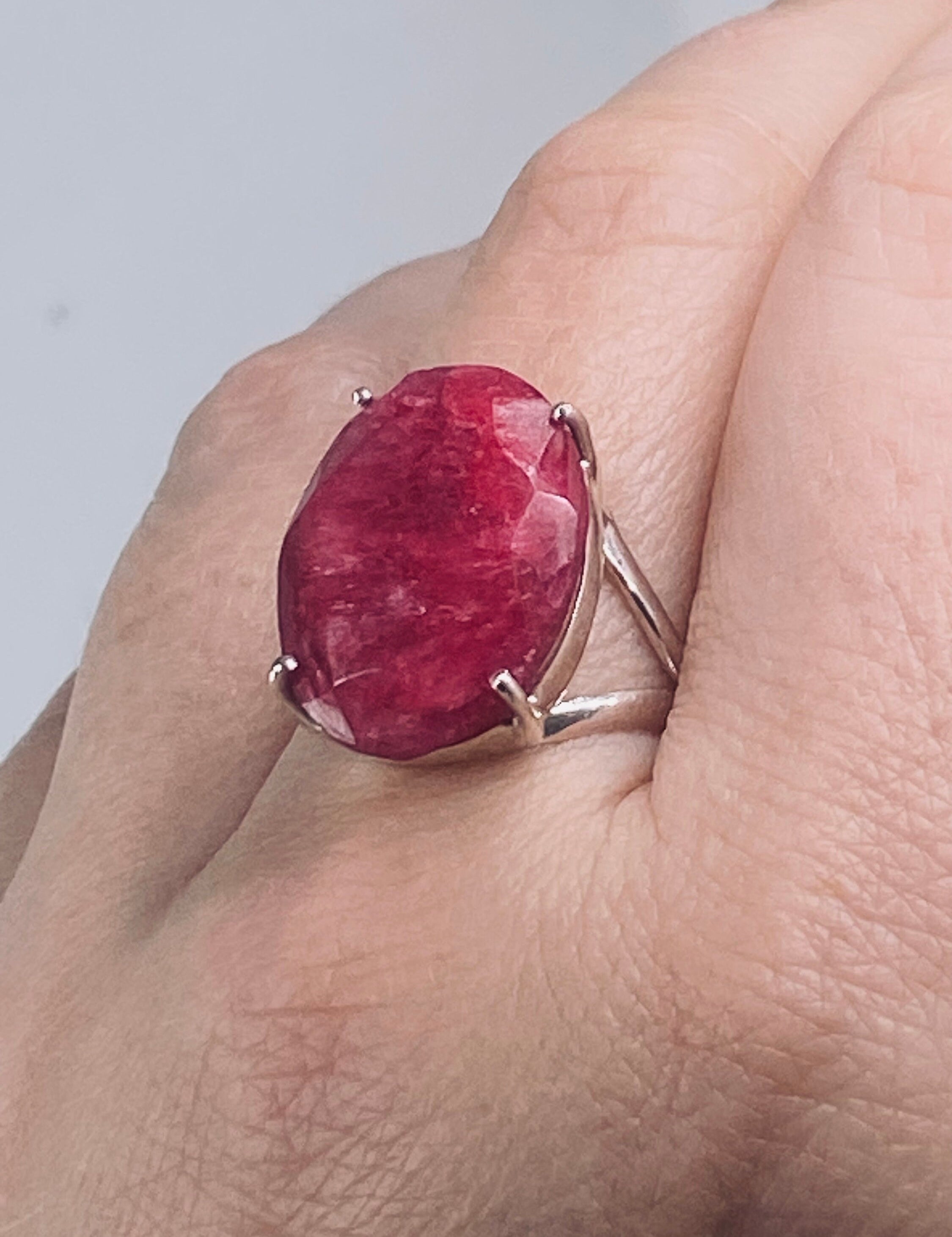 Raw Ruby and Silver Ring (A)