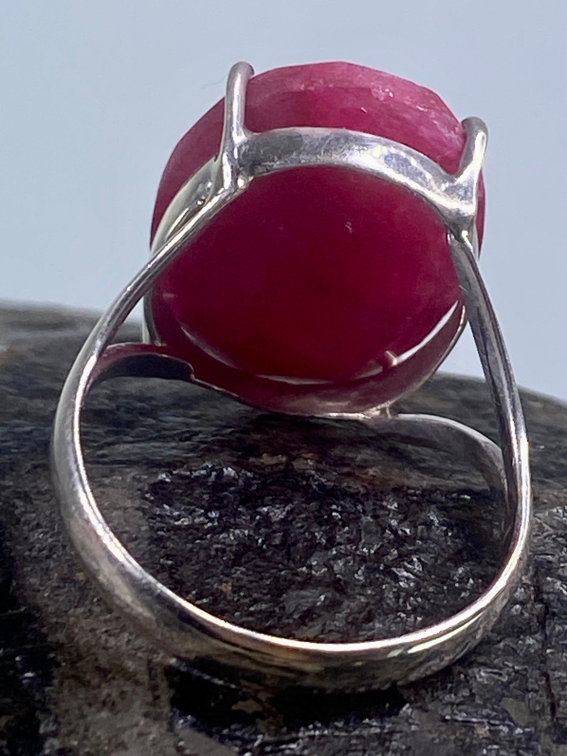 Raw Ruby and Silver Ring (A)