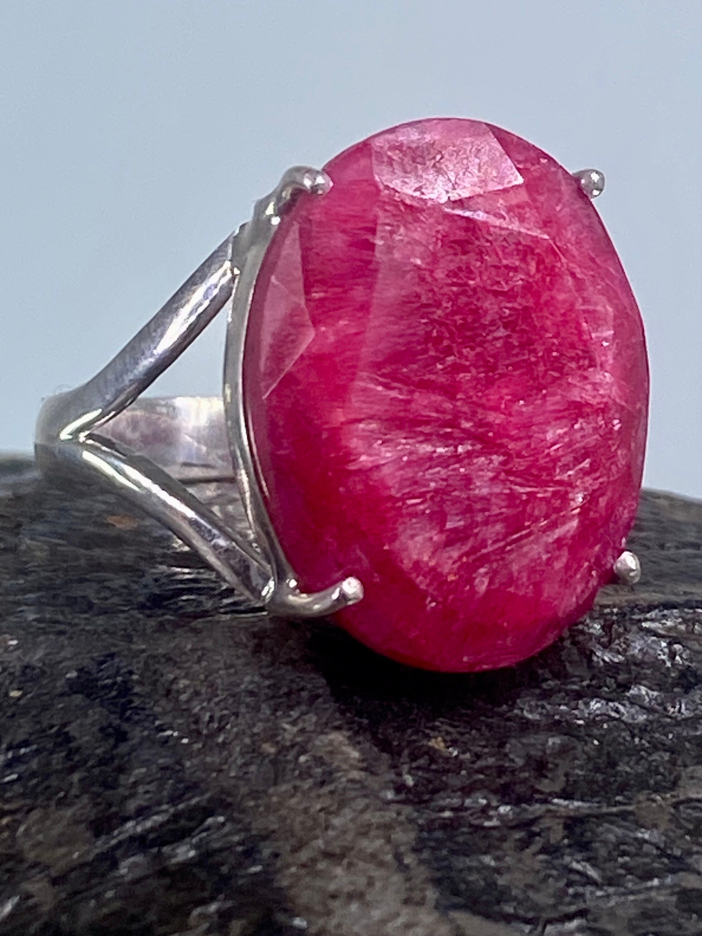 Raw Ruby and Silver Ring (A)