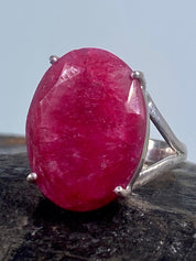 Raw Ruby and Silver Ring (A)