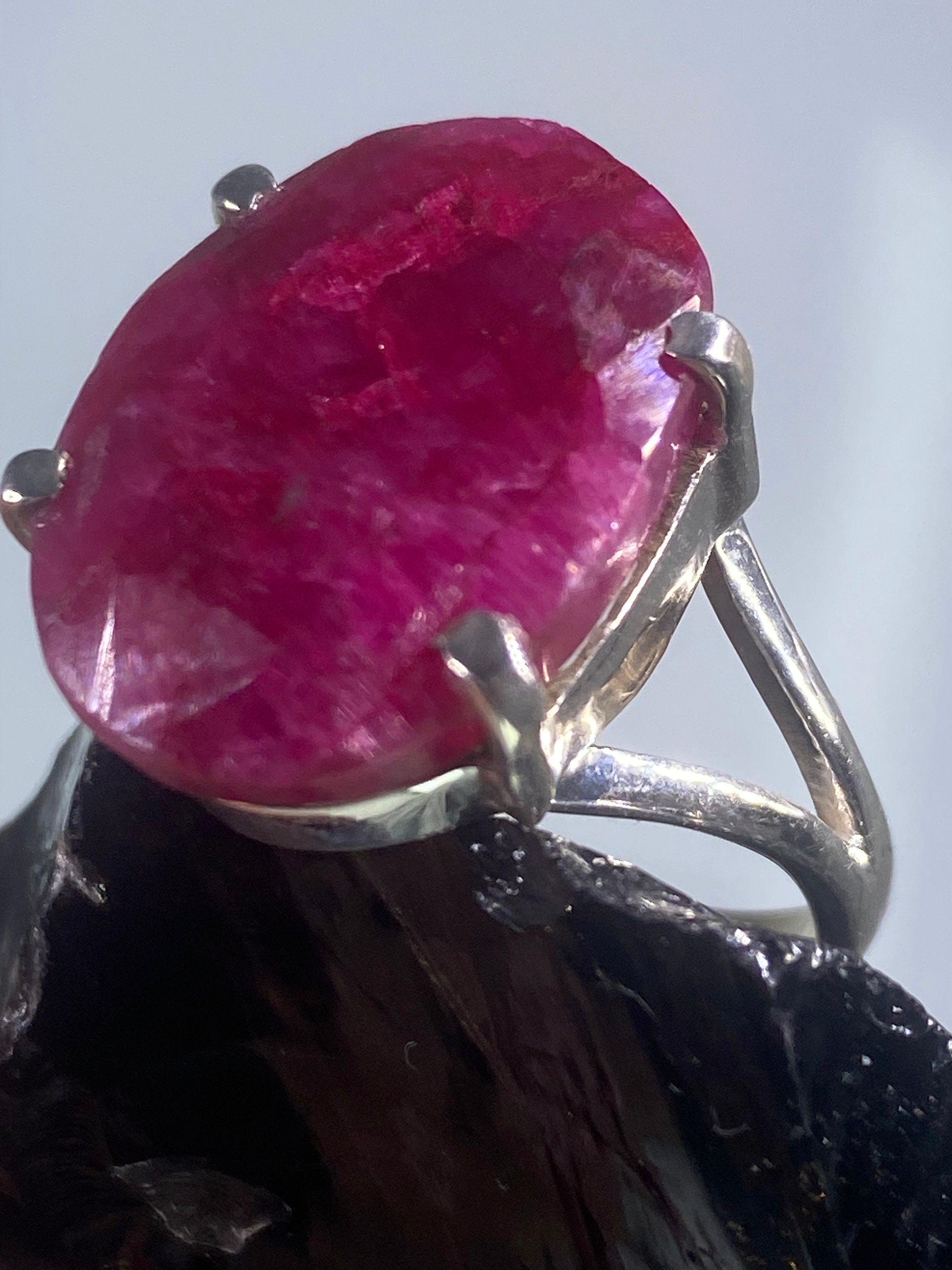 Raw Ruby and Silver Ring (A++)