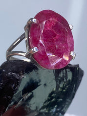 Raw Ruby and Silver Ring (A++)