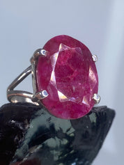 Raw Ruby and Silver Ring (A++)