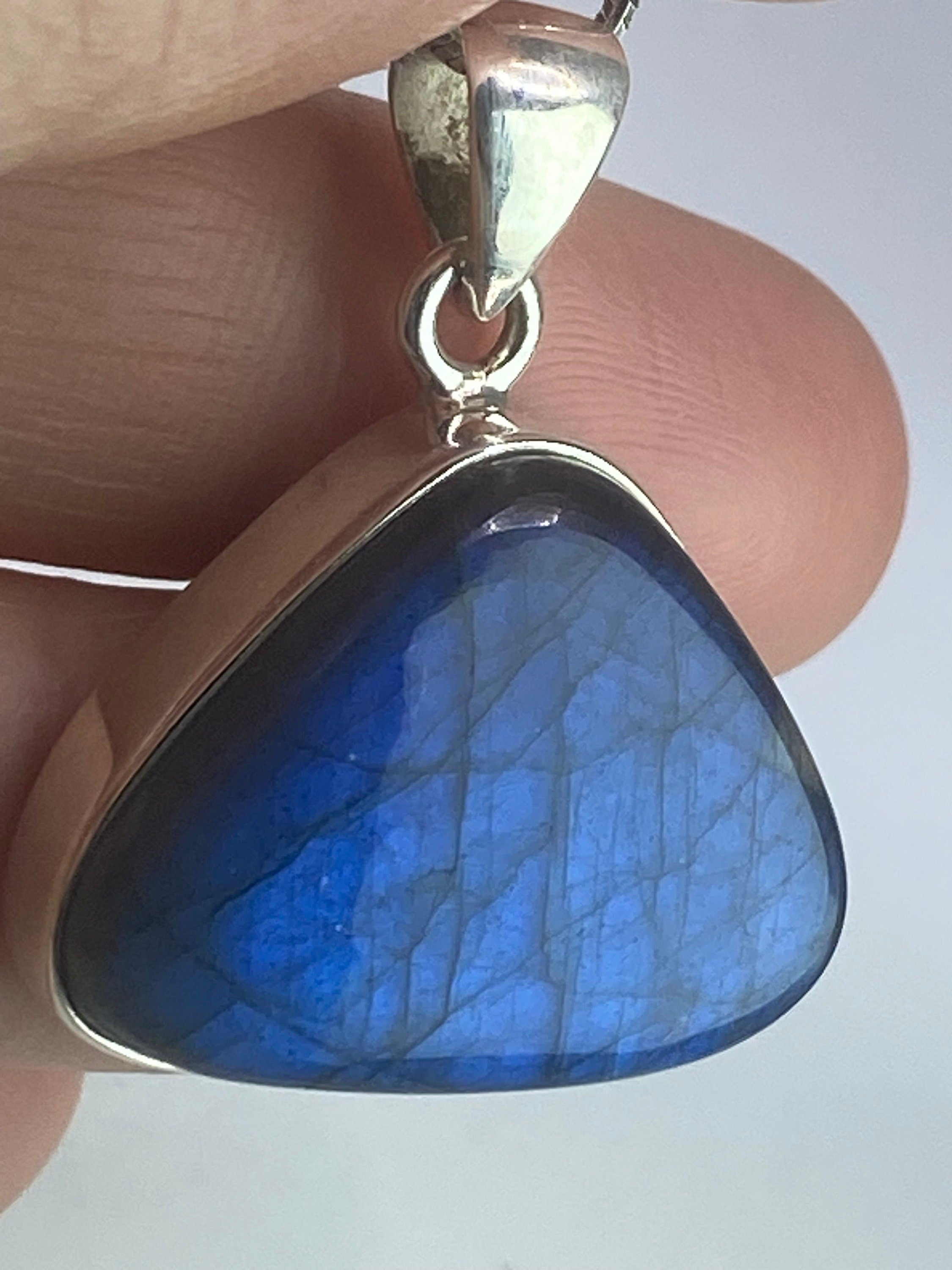 Blue Labradorite 925 Silver Pendant (M03)