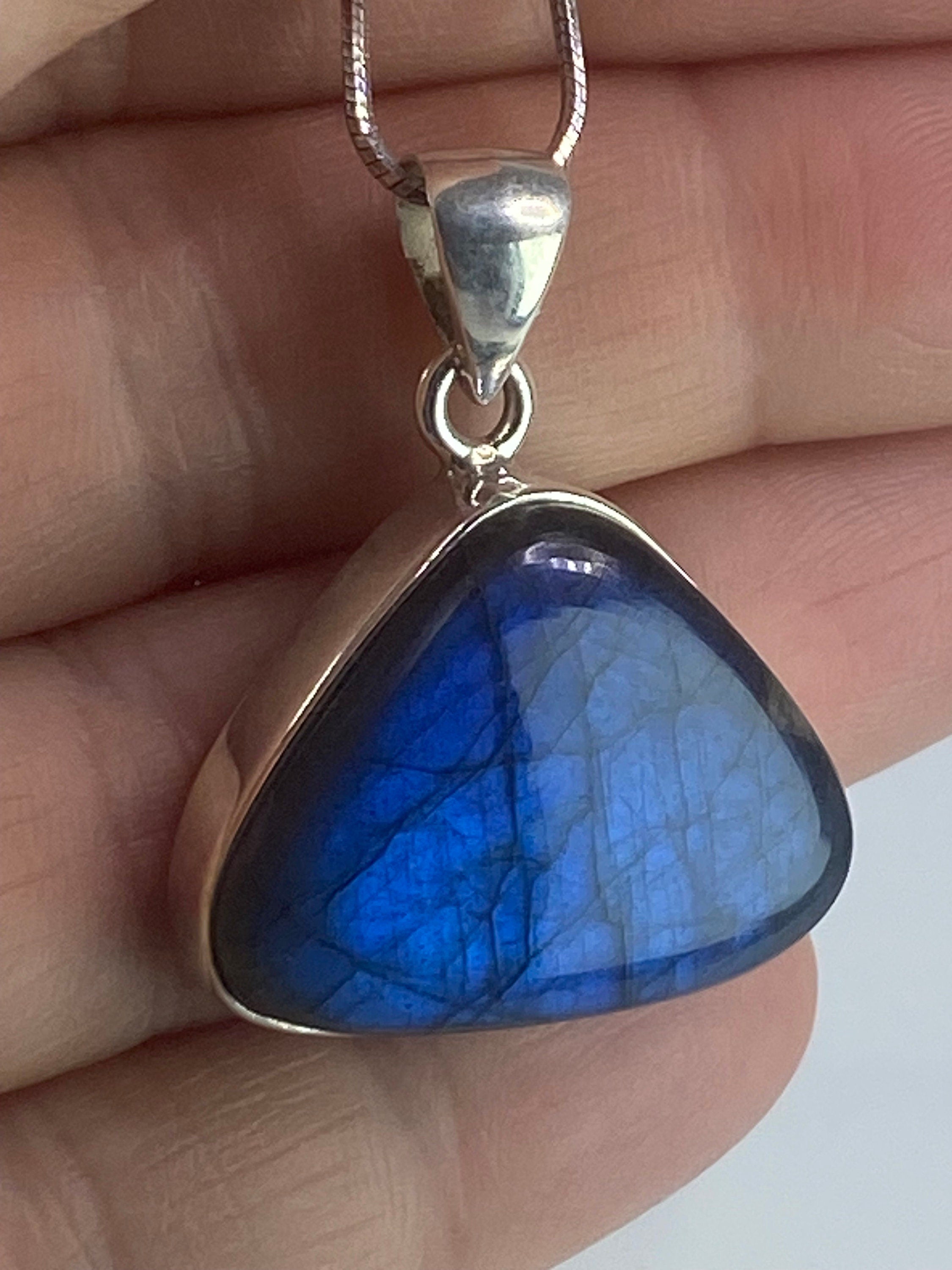 Blue Labradorite 925 Silver Pendant (M03)