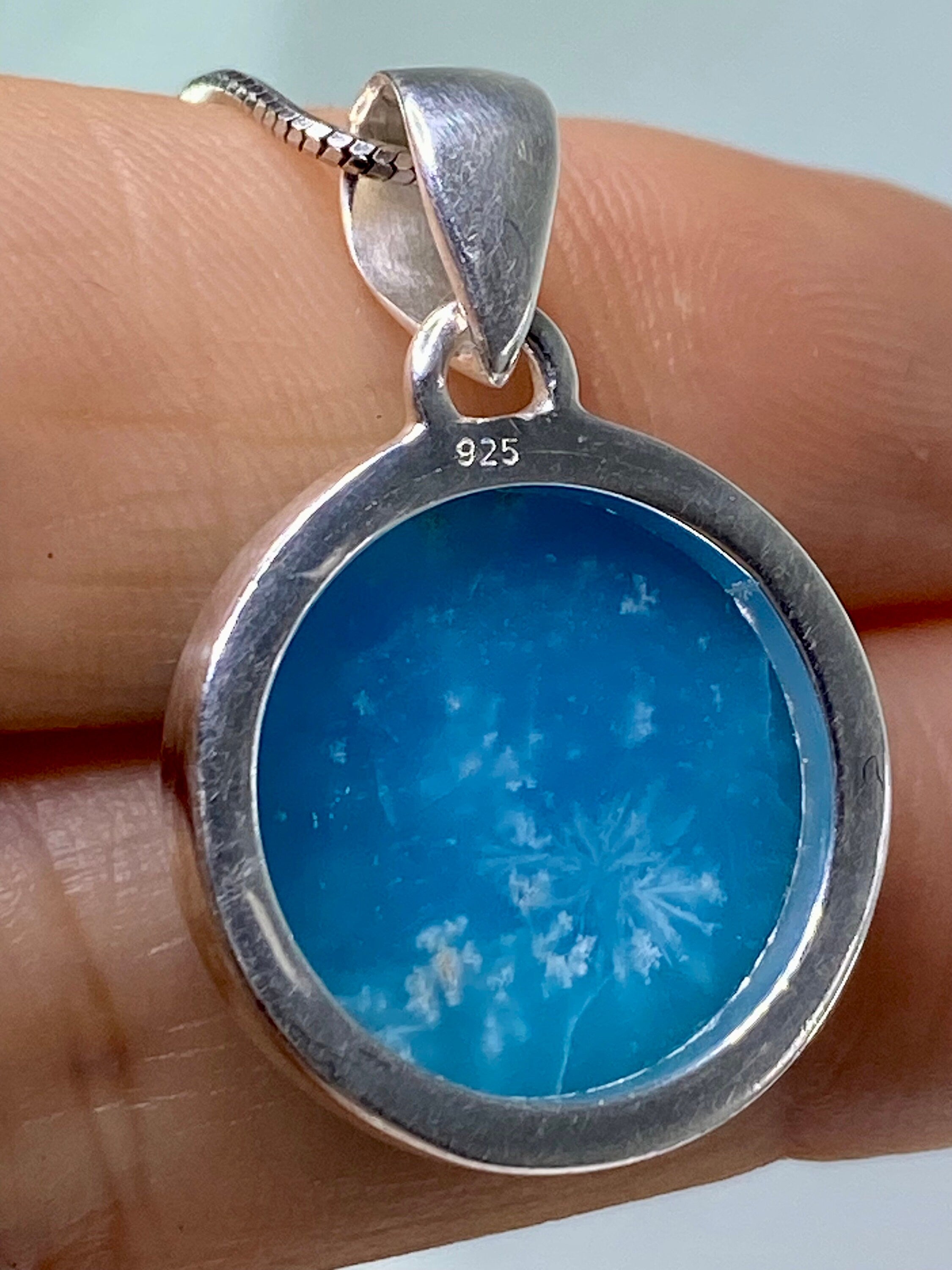 Natural Smithsonite and Silver Pendant