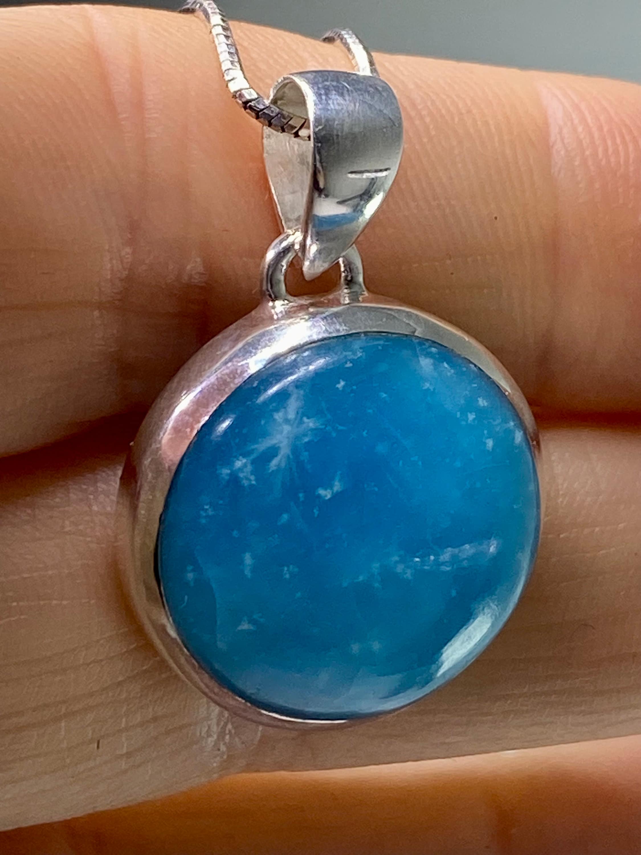 Natural Smithsonite and Silver Pendant