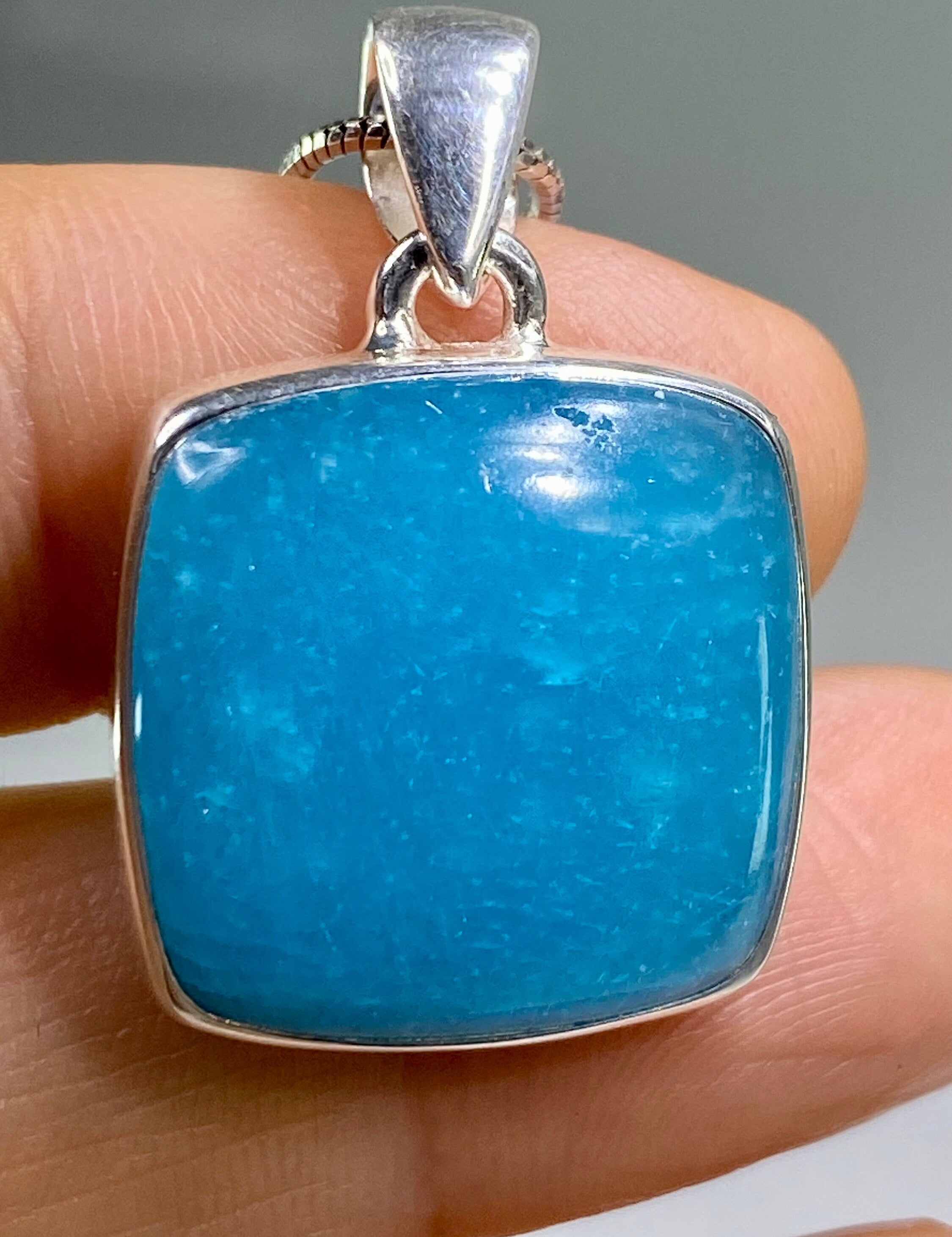 Natural Smithsonite and Silver Pendant