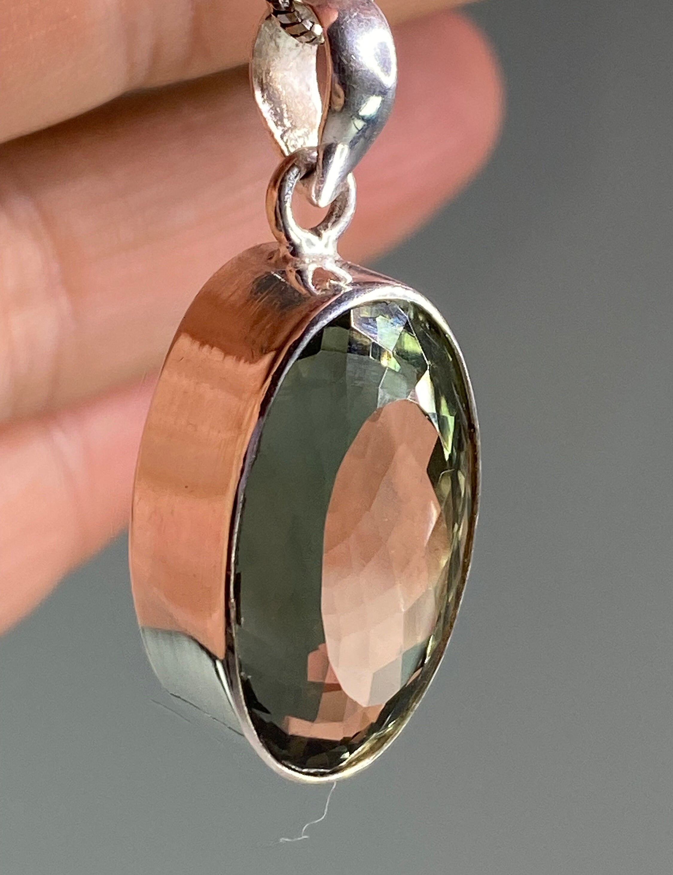 Green Amethyst (Prasiolite ) and Silver Pendant