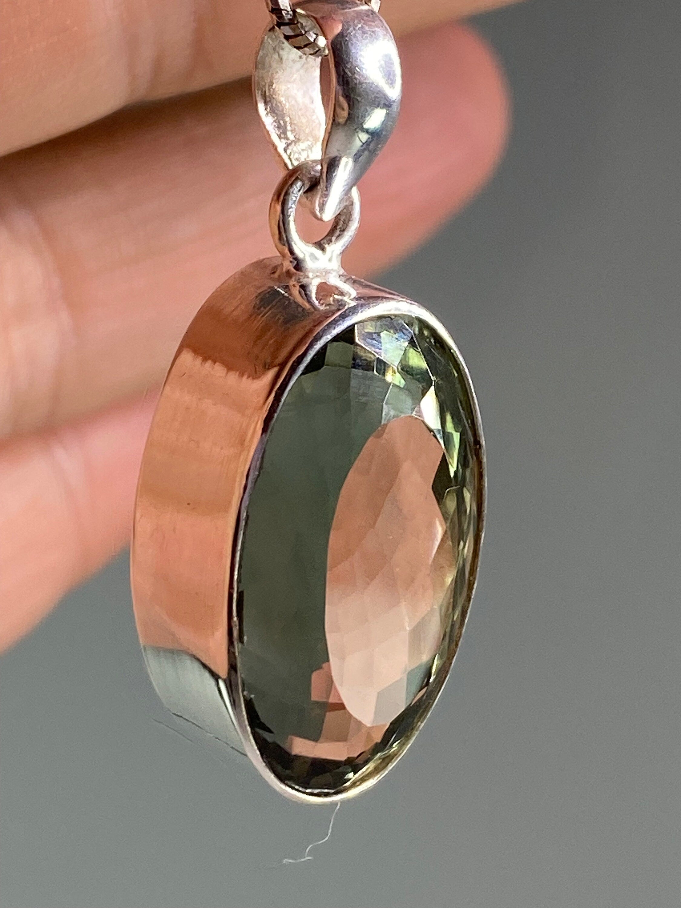 Green Amethyst (Prasiolite ) and Silver Pendant