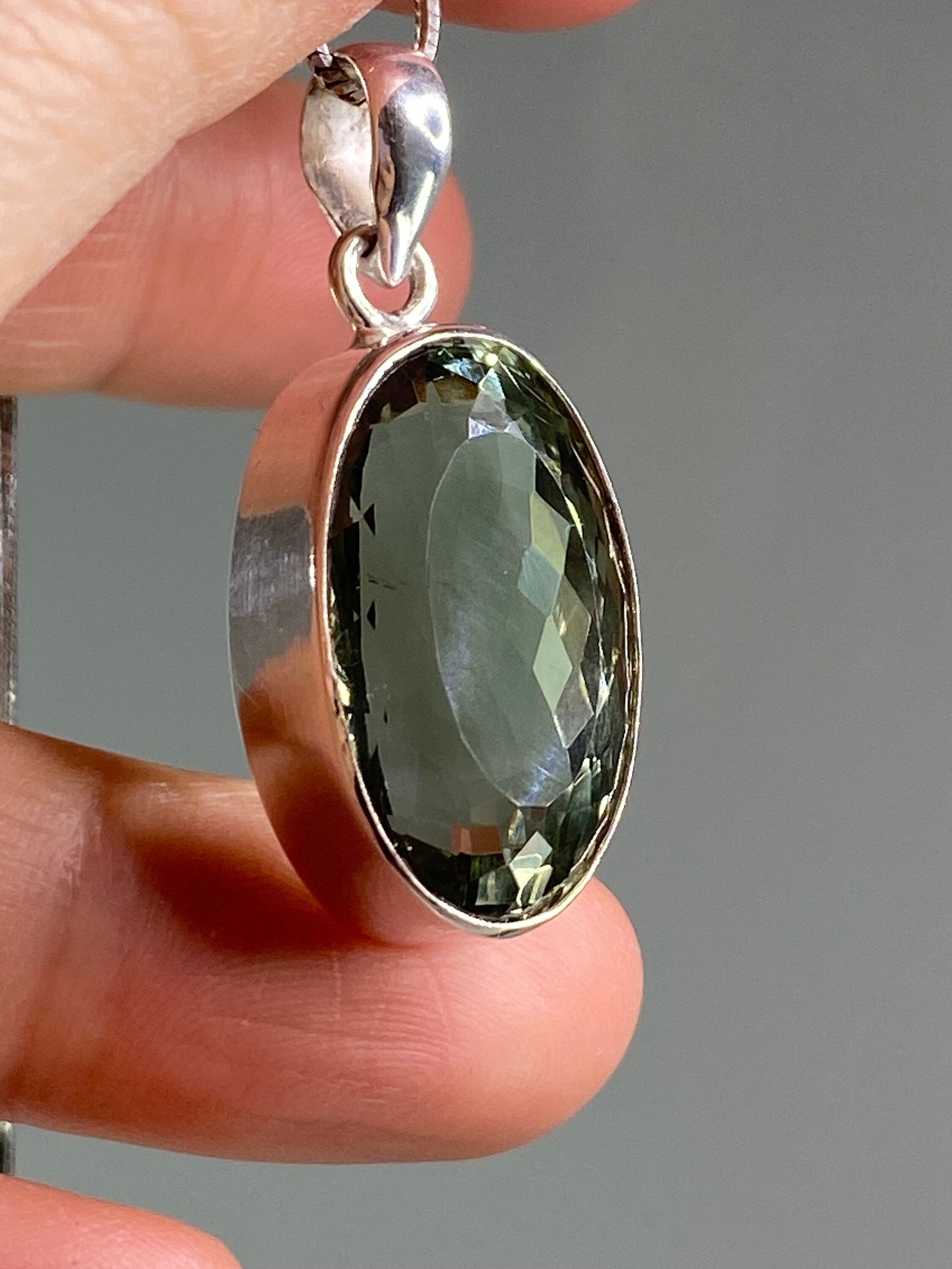 Green Amethyst (Prasiolite ) and Silver Pendant