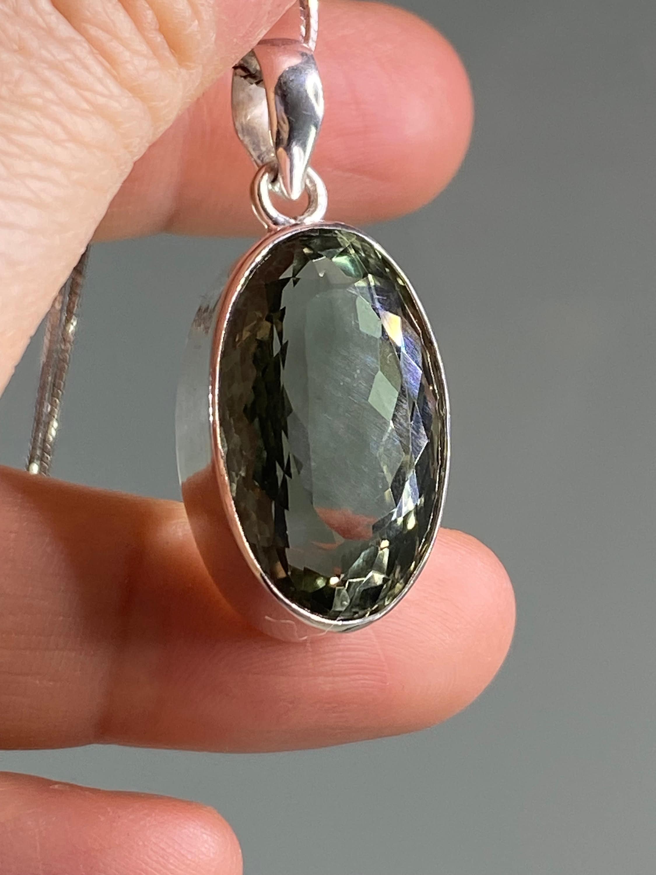 Green Amethyst (Prasiolite ) and Silver Pendant